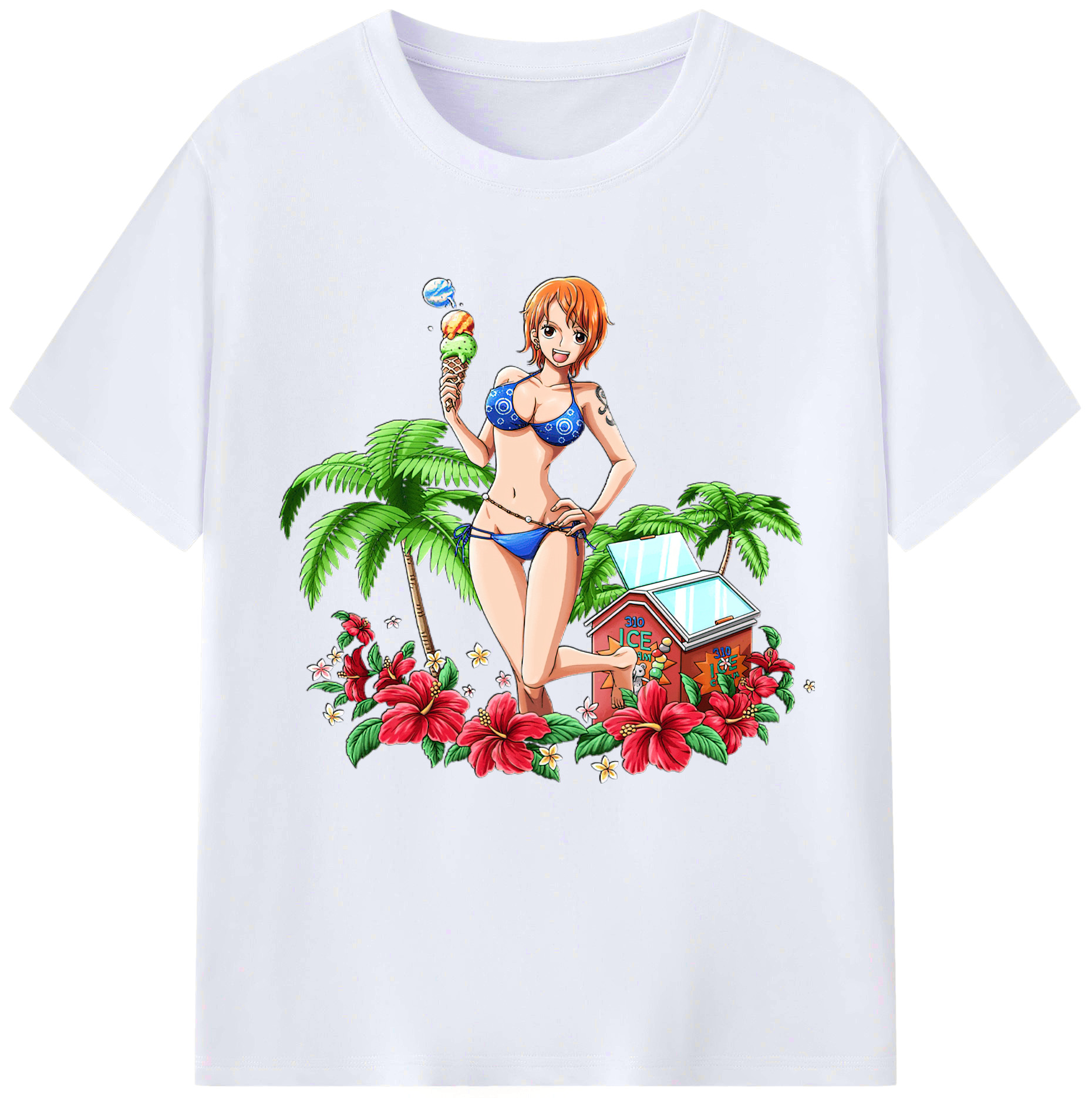 （画像用） ワンピース ナミ ONE PIECE Nami レディースカジュアルプリントTシャツ（綿100％）