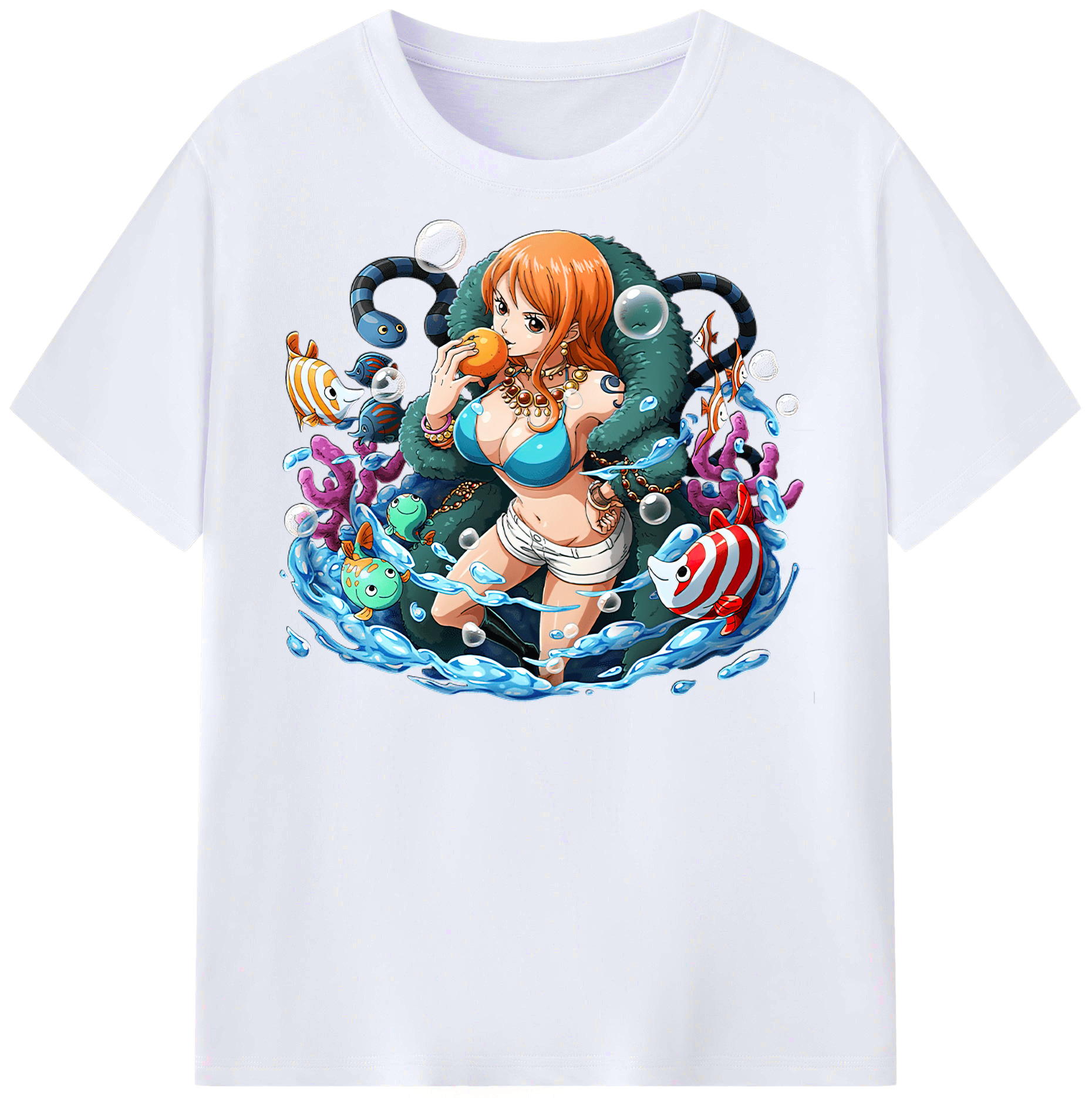（画像用） ワンピース ナミ ONE PIECE Nami レディースカジュアルプリントTシャツ（綿100％）