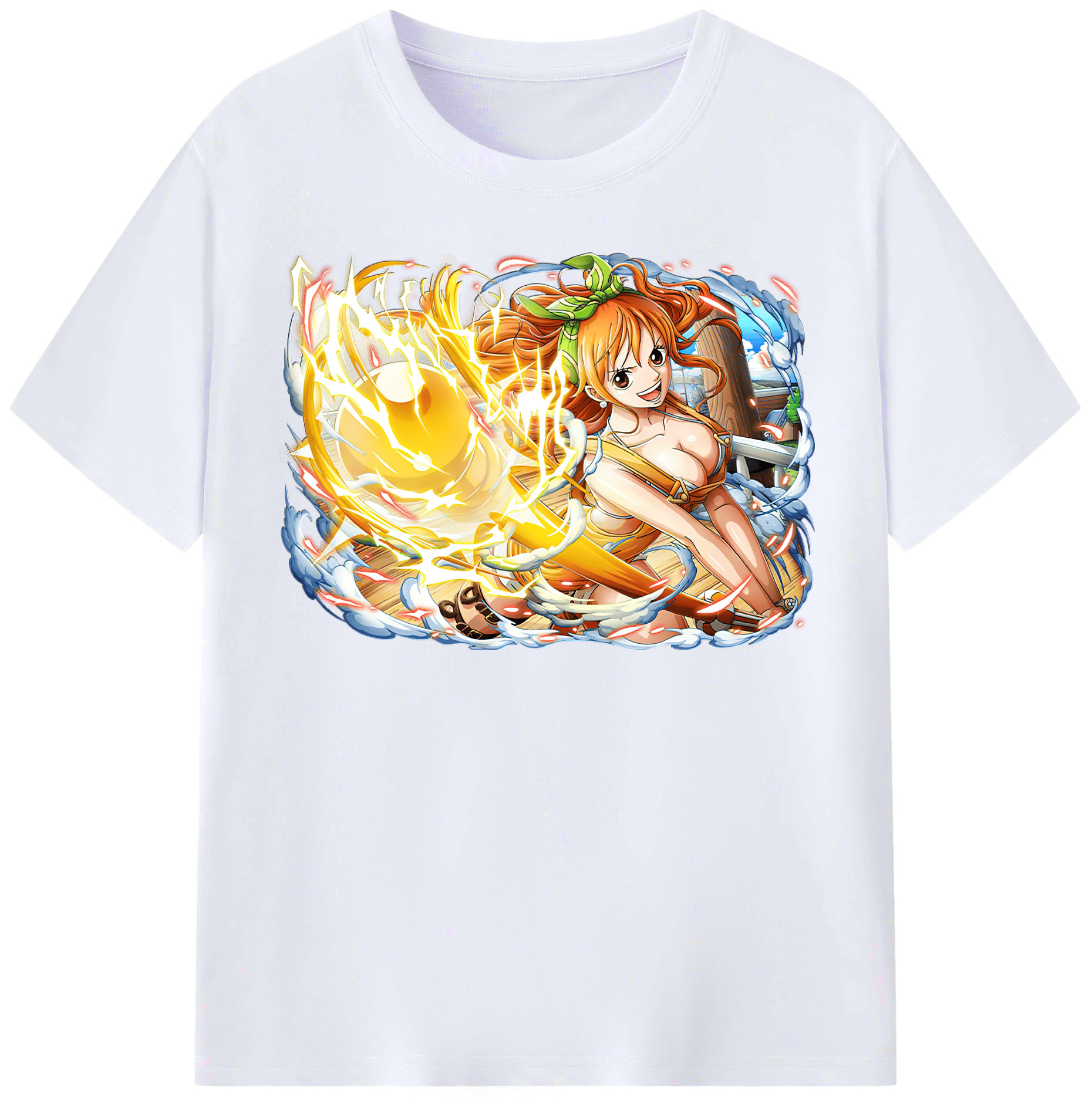 （画像用） ワンピース ナミ ONE PIECE Nami レディースカジュアルプリントTシャツ（綿100％）