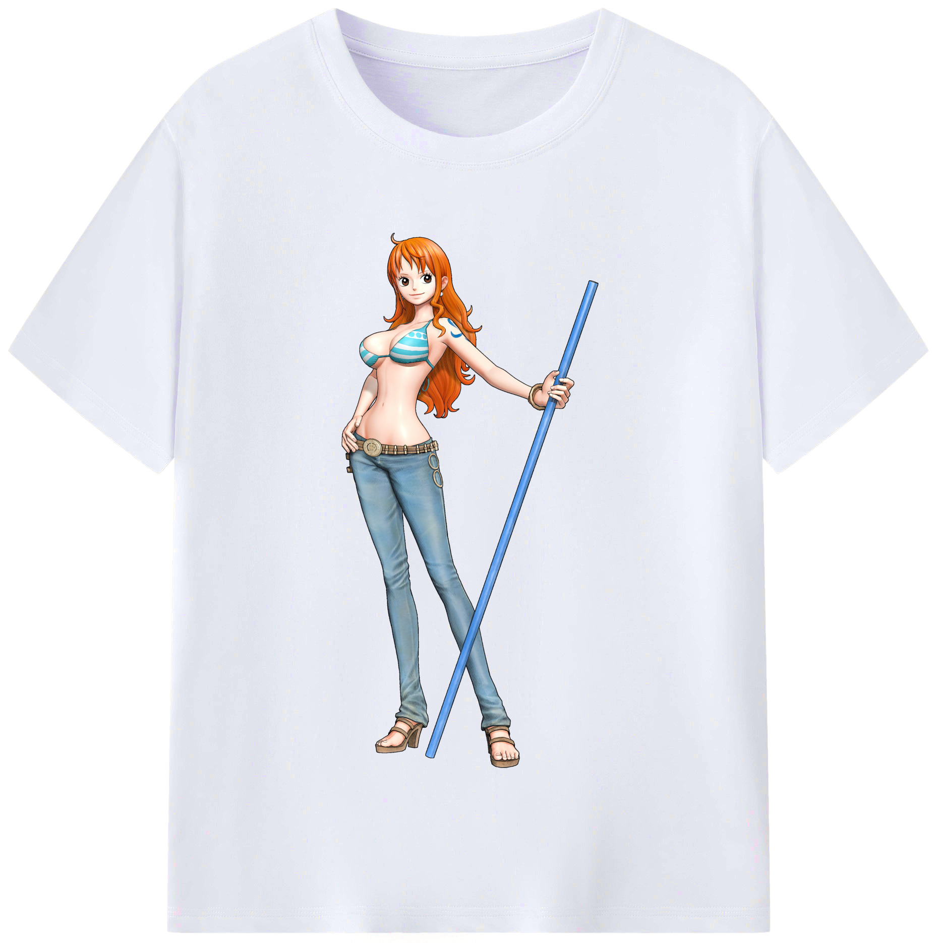 （画像用） ワンピース ナミ ONE PIECE Nami レディースカジュアルプリントTシャツ（綿100％）