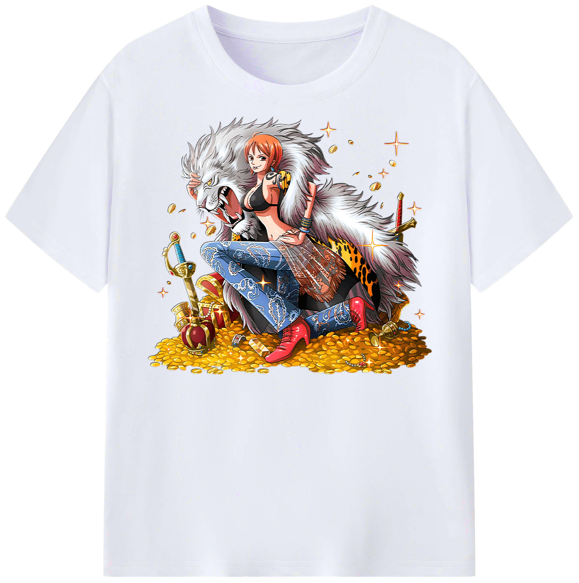 （画像用） ワンピース ナミ ONE PIECE Nami レディースカジュアルプリントTシャツ（綿100％）