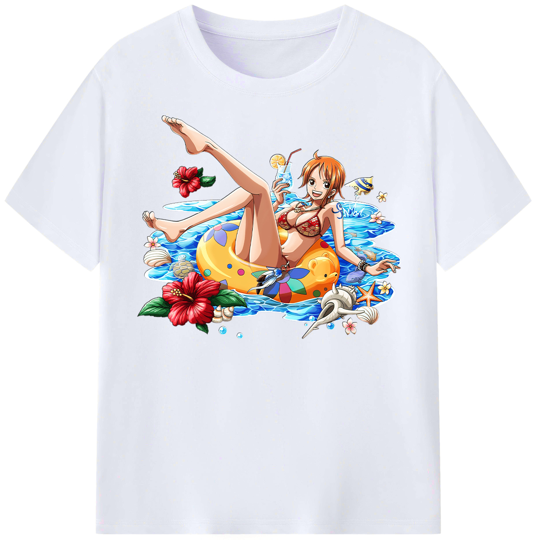 （画像用） ワンピース ナミ ONE PIECE Nami レディースカジュアルプリントTシャツ（綿100％）