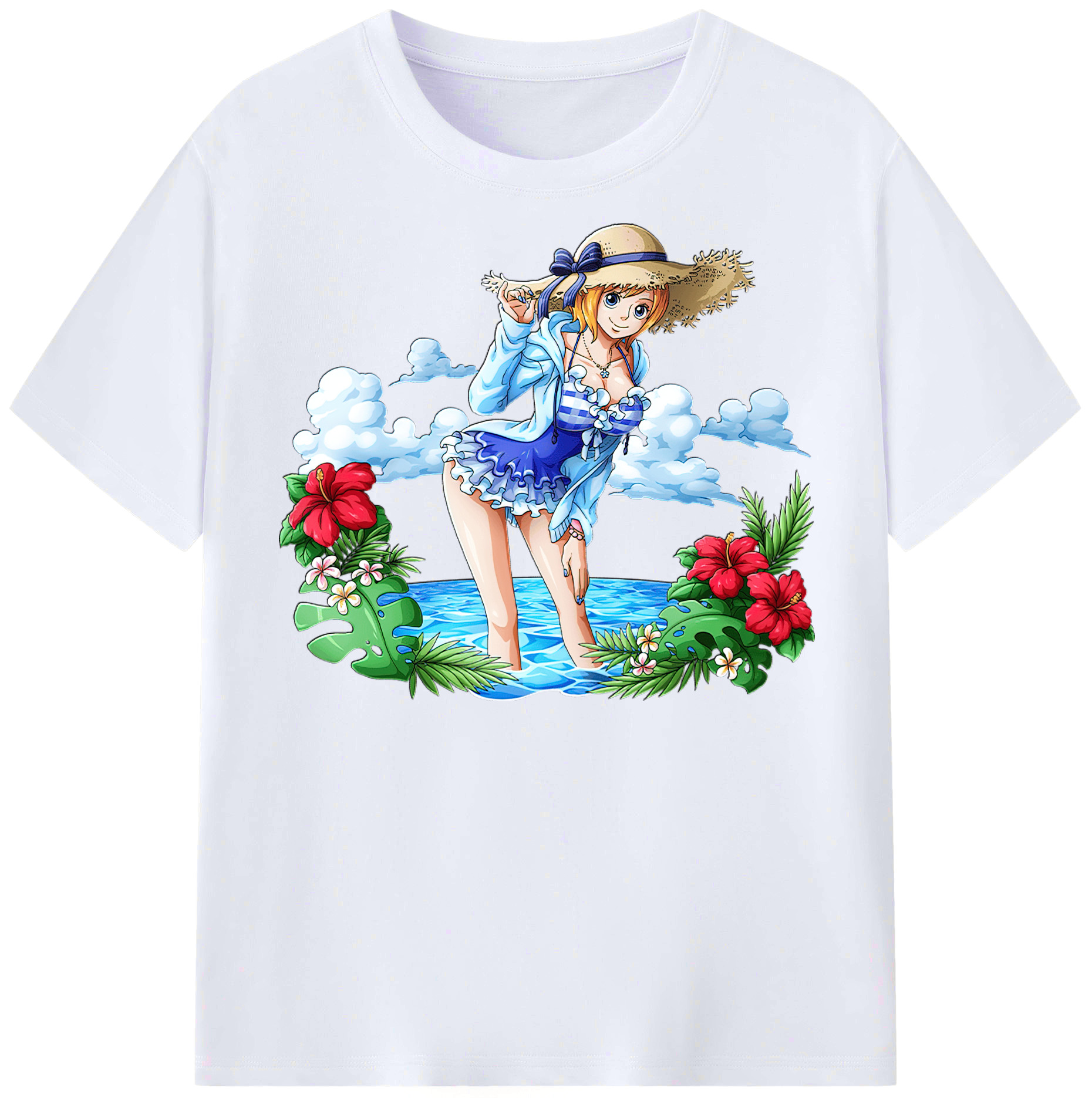 （画像用） ワンピース ナミ ONE PIECE Nami レディースカジュアルプリントTシャツ（綿100％）