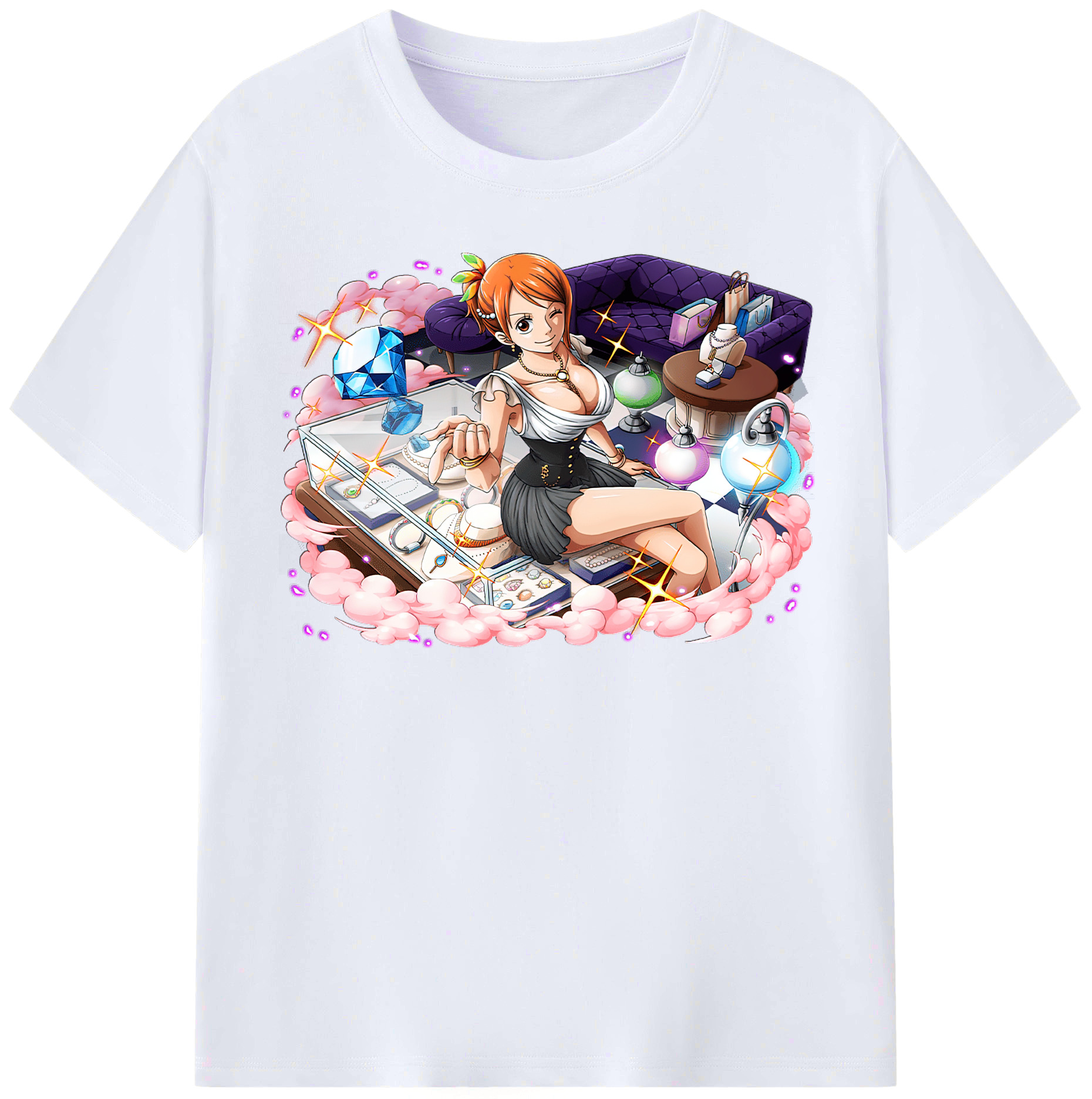（画像用） ワンピース ナミ ONE PIECE Nami レディースカジュアルプリントTシャツ（綿100％）