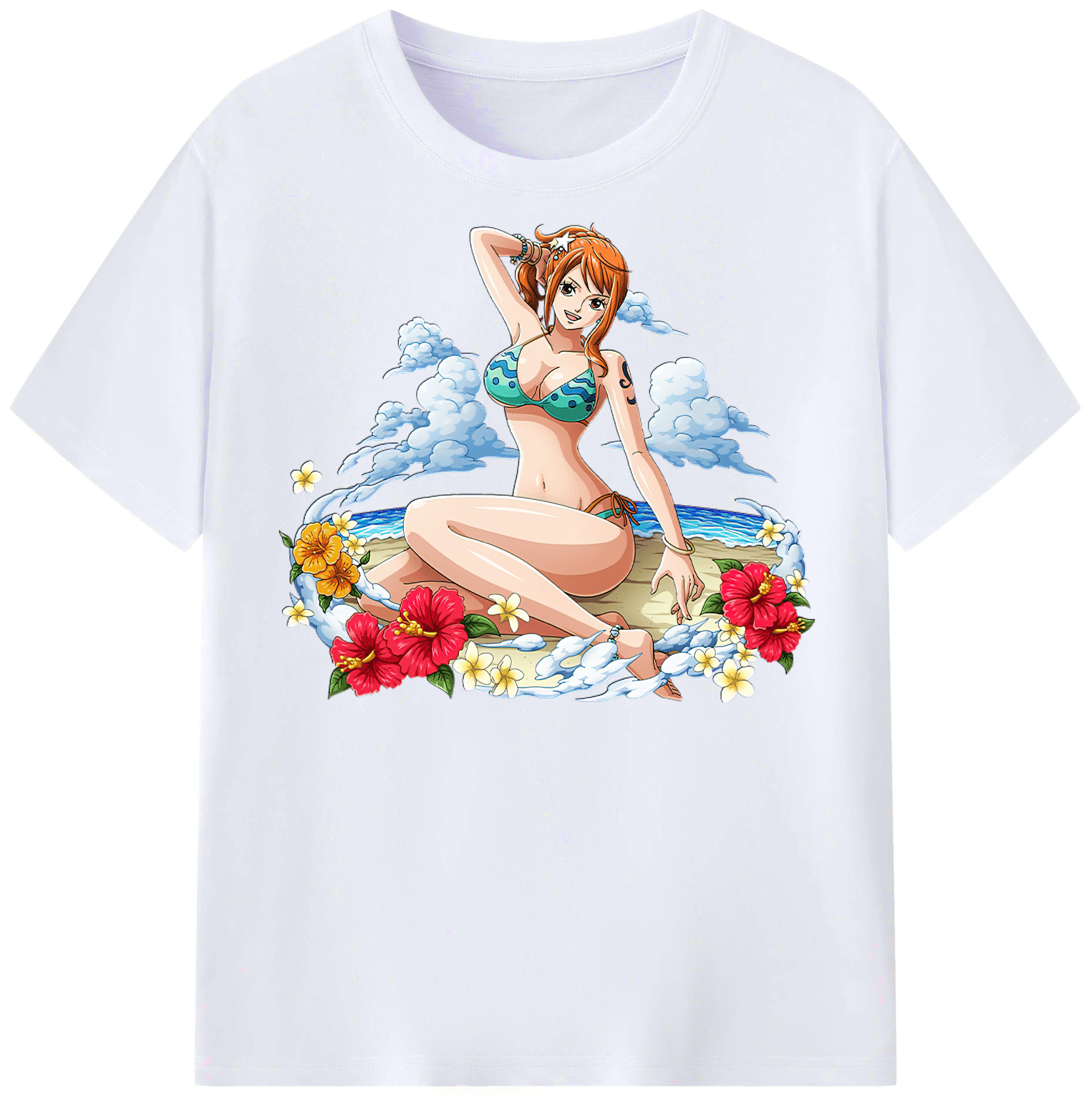 （画像用） ワンピース ナミ ONE PIECE Nami レディースカジュアルプリントTシャツ（綿100％）