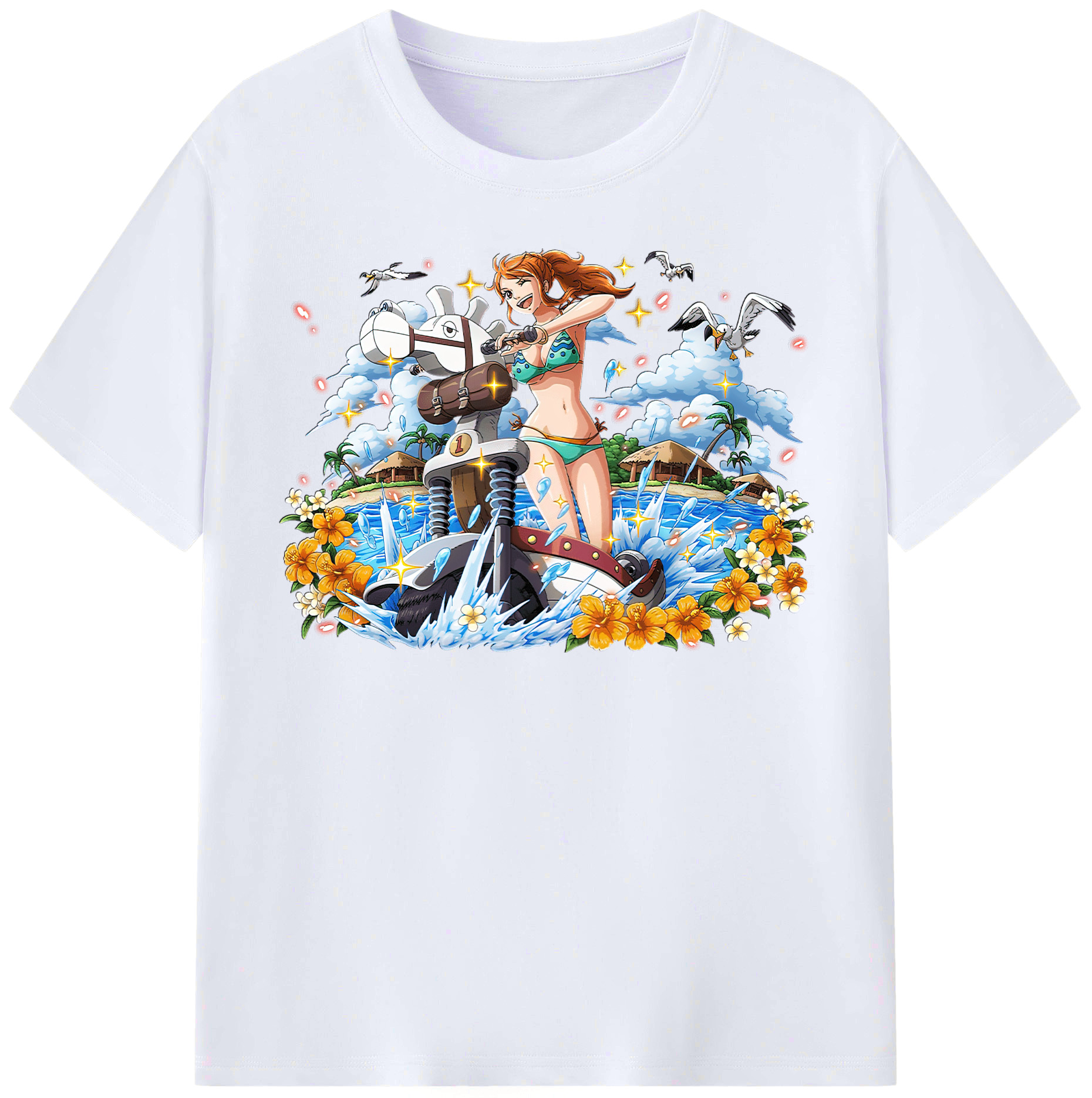 （画像用） ワンピース ナミ ONE PIECE Nami レディースカジュアルプリントTシャツ（綿100％）
