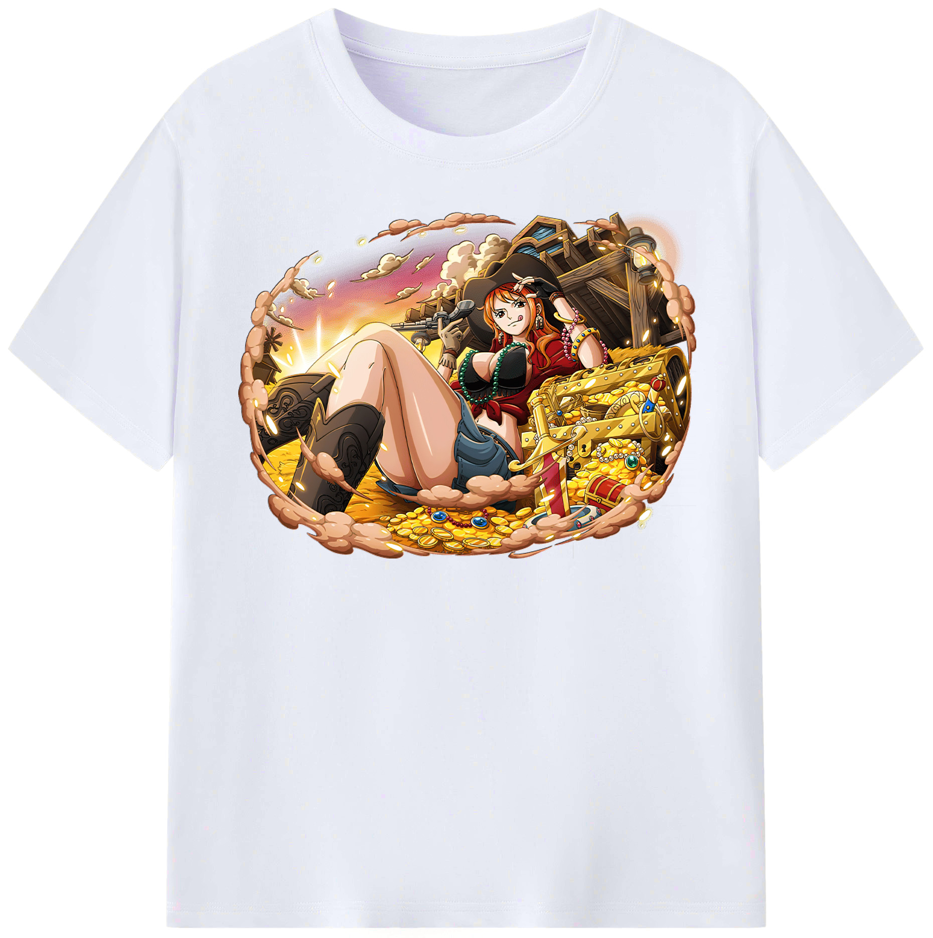 （画像用） ワンピース ナミ ONE PIECE Nami レディースカジュアルプリントTシャツ（綿100％）