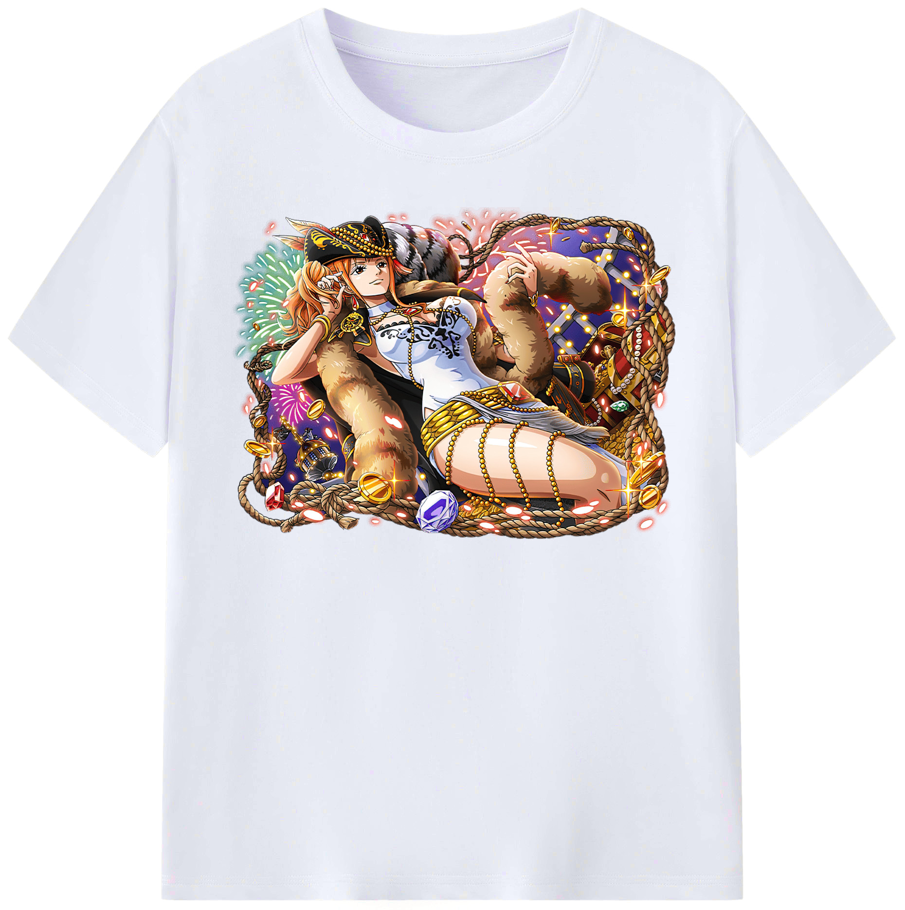 （画像用） ワンピース ナミ ONE PIECE Nami レディースカジュアルプリントTシャツ（綿100％）