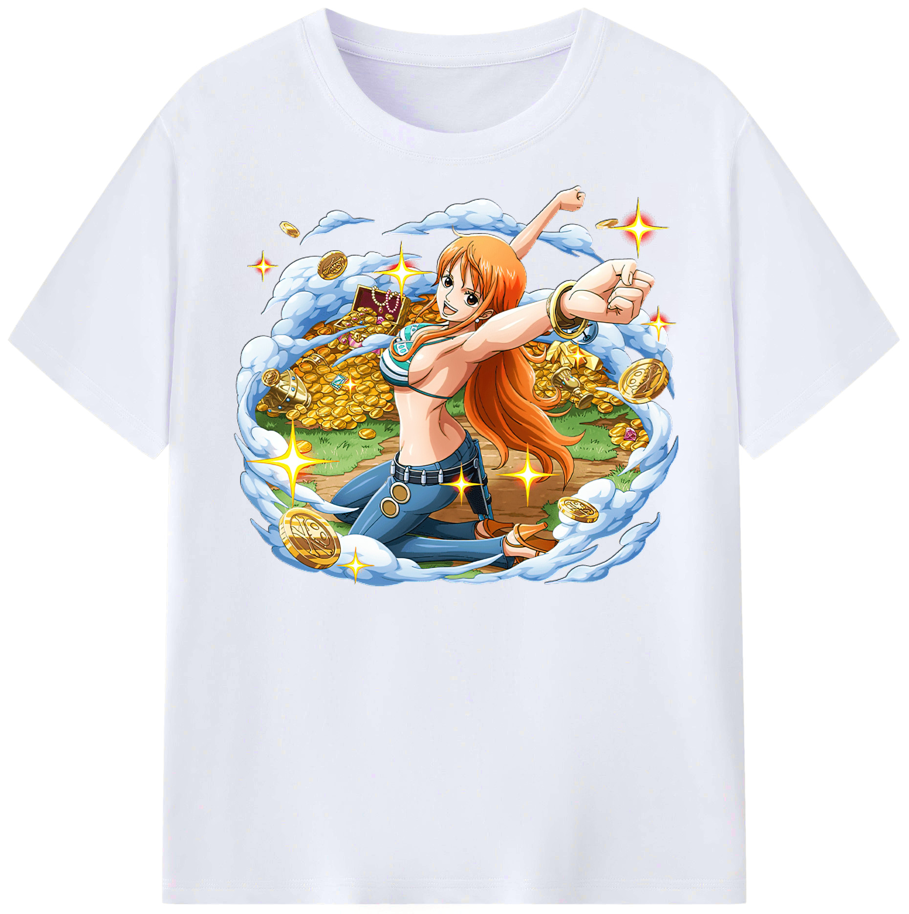 （画像用） ワンピース ナミ ONE PIECE Nami レディースカジュアルプリントTシャツ（綿100％）