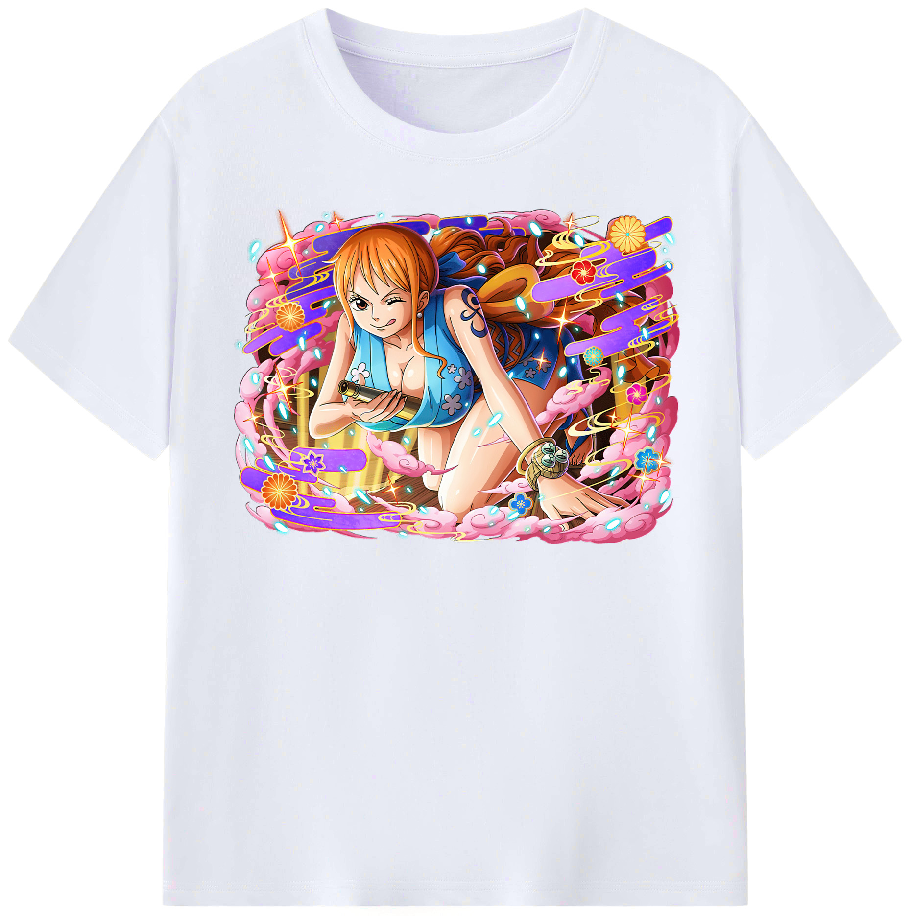 （画像用） ワンピース ナミ ONE PIECE Nami レディースカジュアルプリントTシャツ（綿100％）