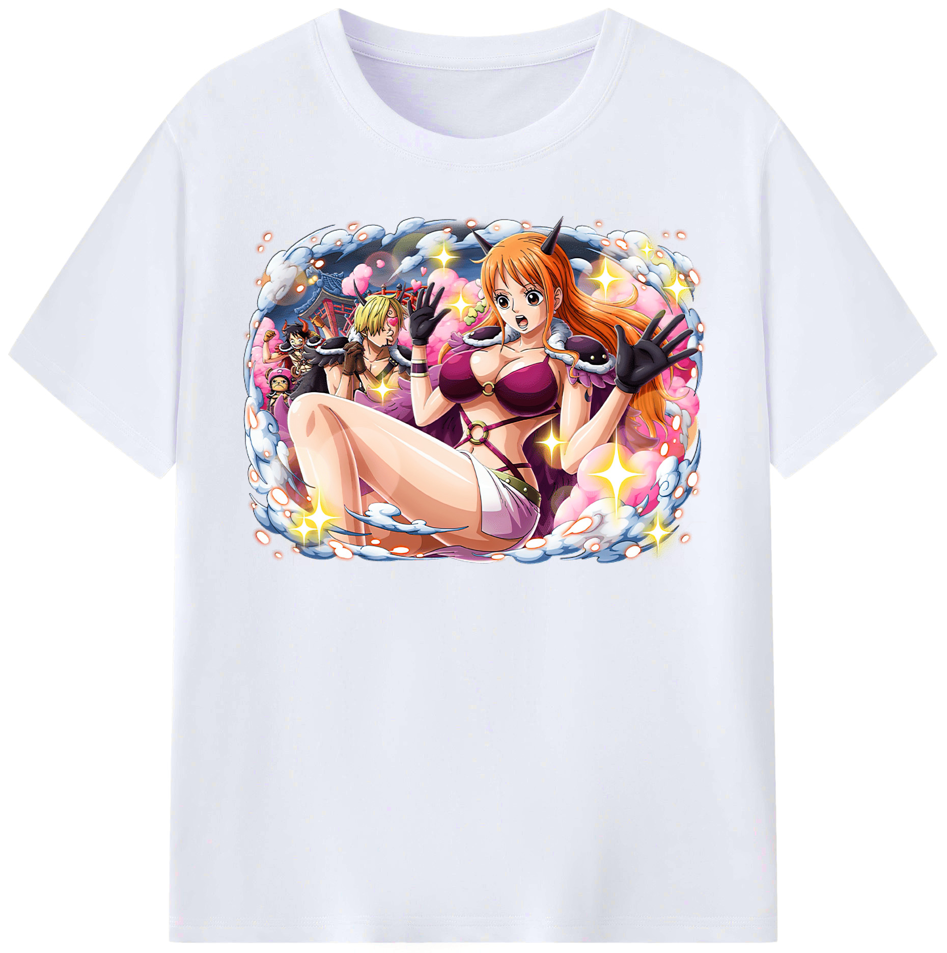 （画像用） ワンピース ナミ ONE PIECE Nami レディースカジュアルプリントTシャツ（綿100％）