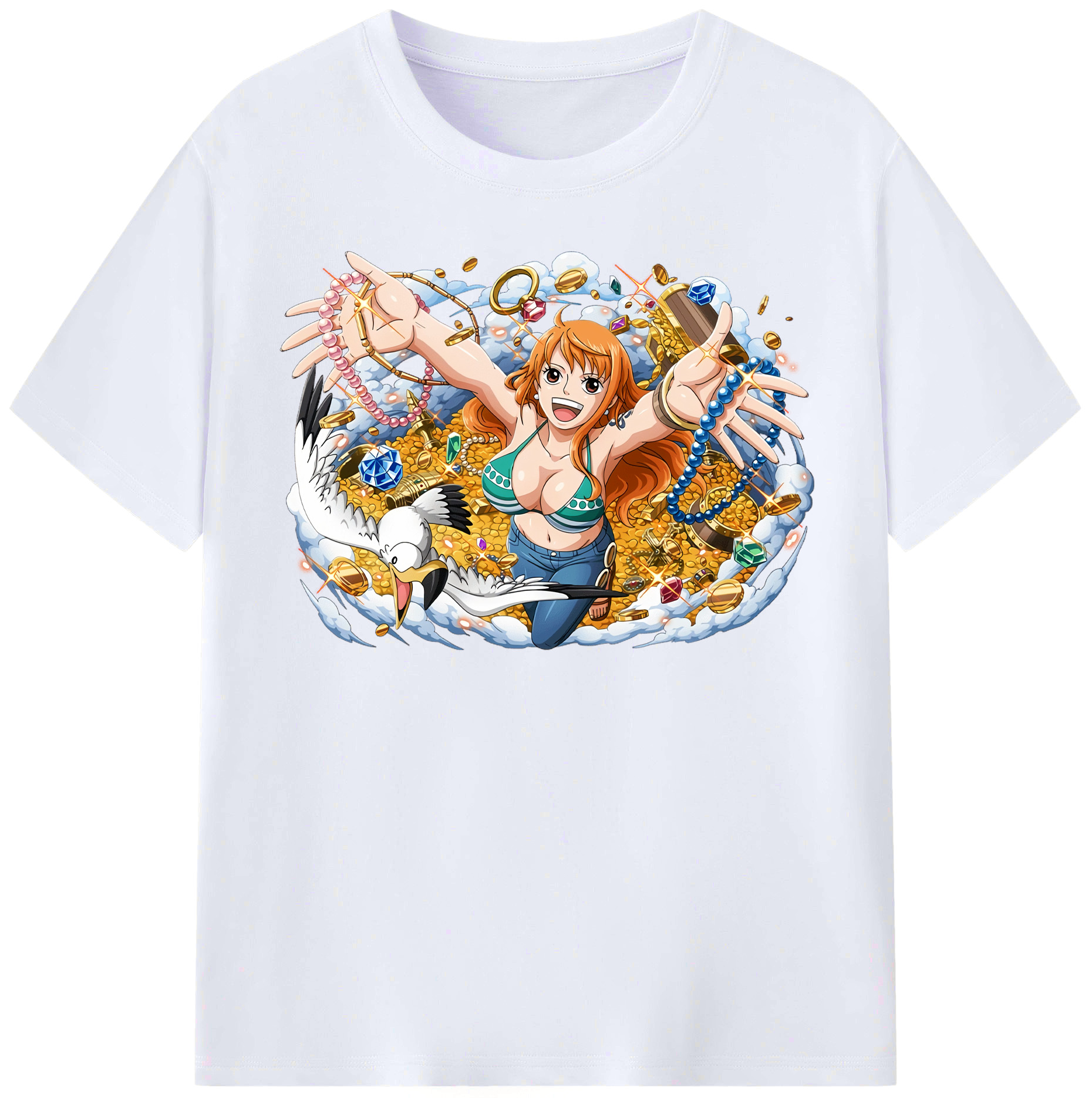（画像用） ワンピース ナミ ONE PIECE Nami レディースカジュアルプリントTシャツ（綿100％）