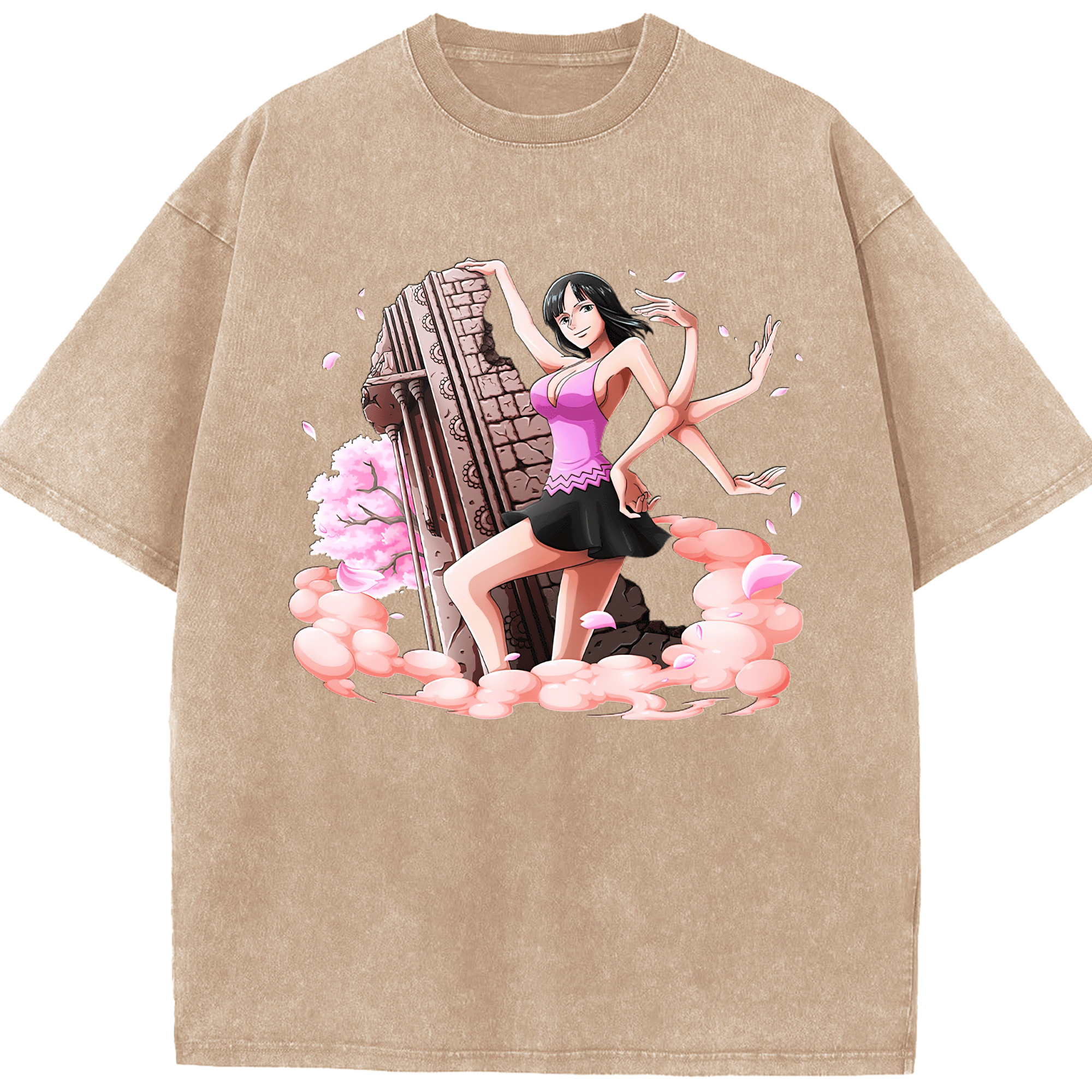 ワンピース ニコ・ロビン ONE PIECE Nico Robin 綿100% ヴィンテージ風 半袖Tシャツ（フロントプリント）