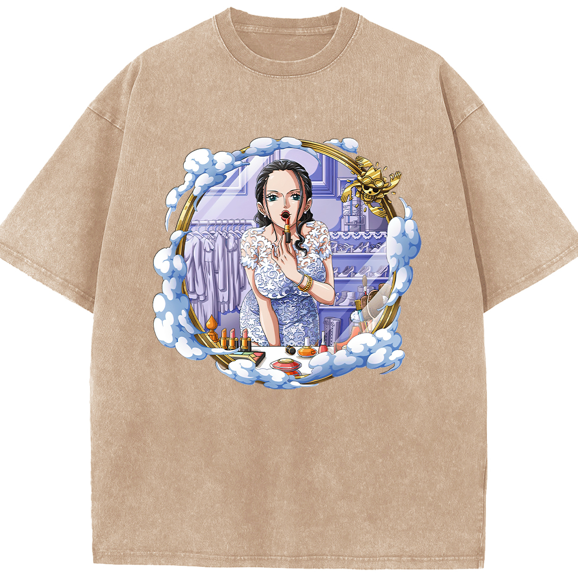 ワンピース ニコ・ロビン ONE PIECE Nico Robin 綿100% ヴィンテージ風 半袖Tシャツ（フロントプリント）