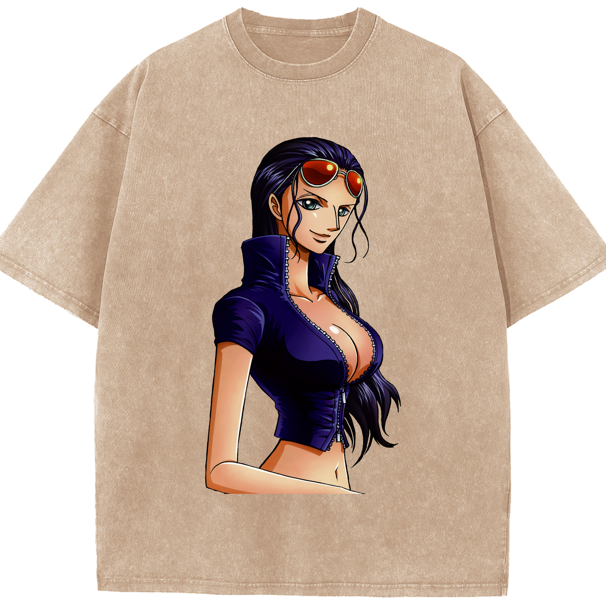 ワンピース ニコ・ロビン ONE PIECE Nico Robin 綿100% ヴィンテージ風 半袖Tシャツ（フロントプリント）