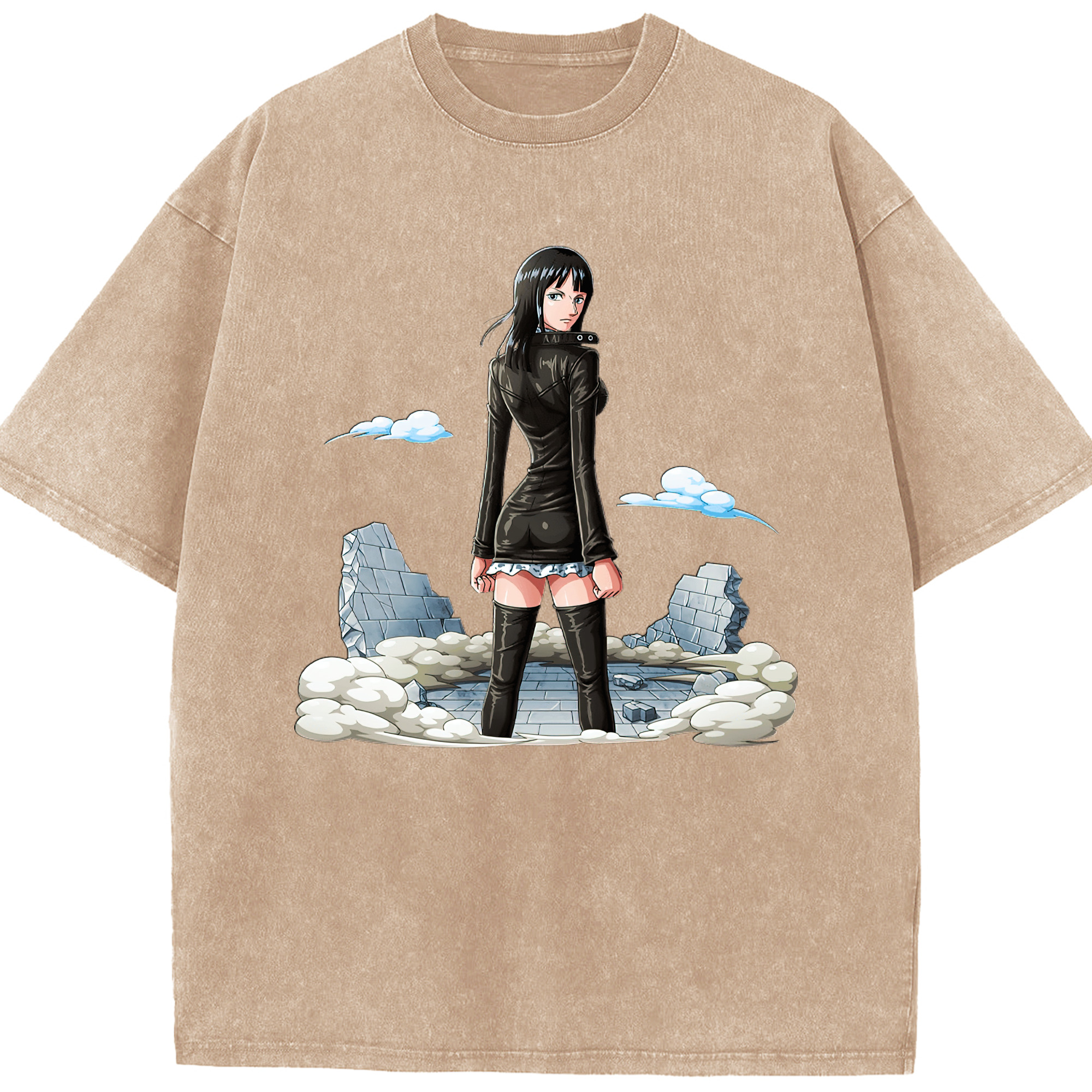 ワンピース ニコ・ロビン ONE PIECE Nico Robin 綿100% ヴィンテージ風 半袖Tシャツ（フロントプリント）