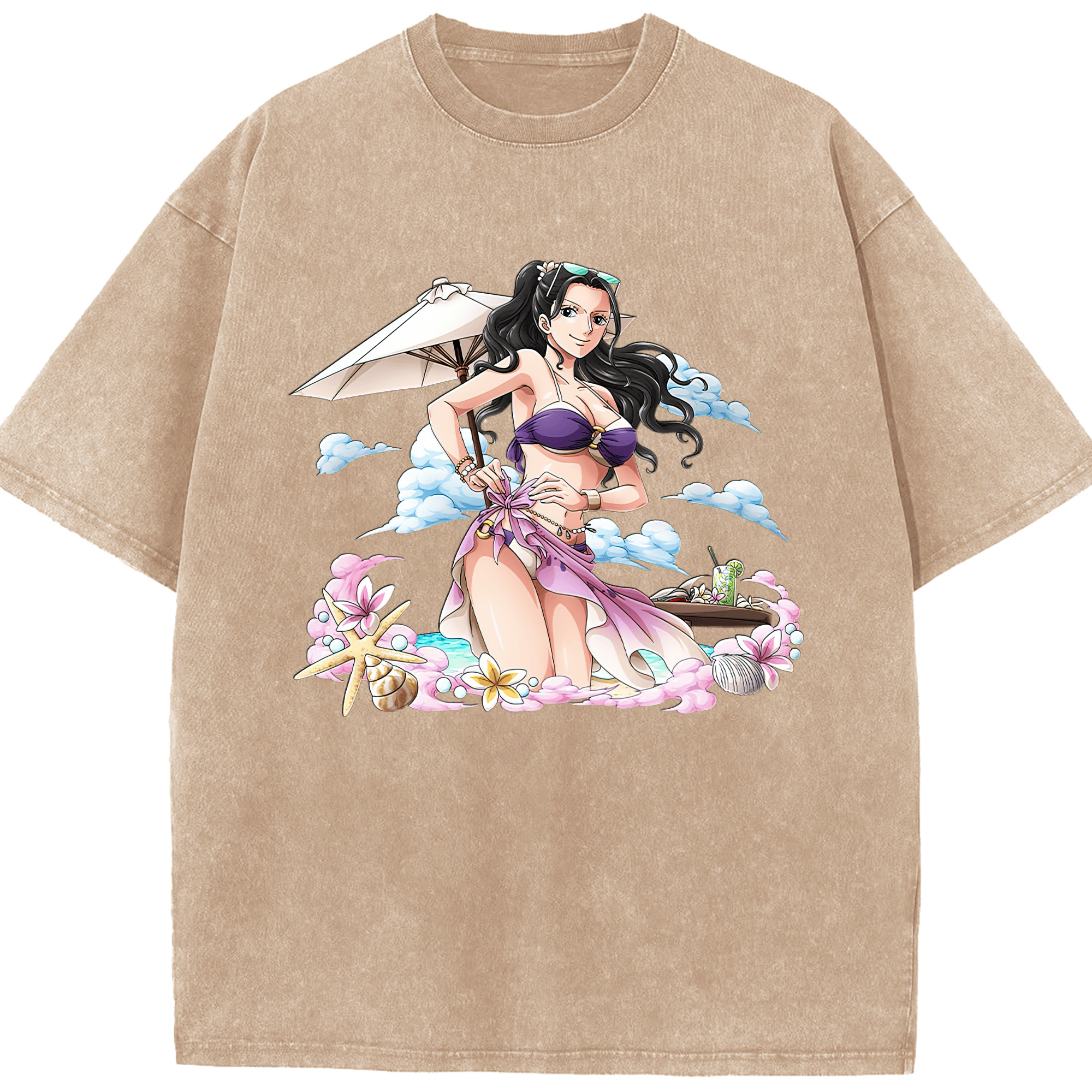 ワンピース ニコ・ロビン ONE PIECE Nico Robin 綿100% ヴィンテージ風 半袖Tシャツ（フロントプリント）