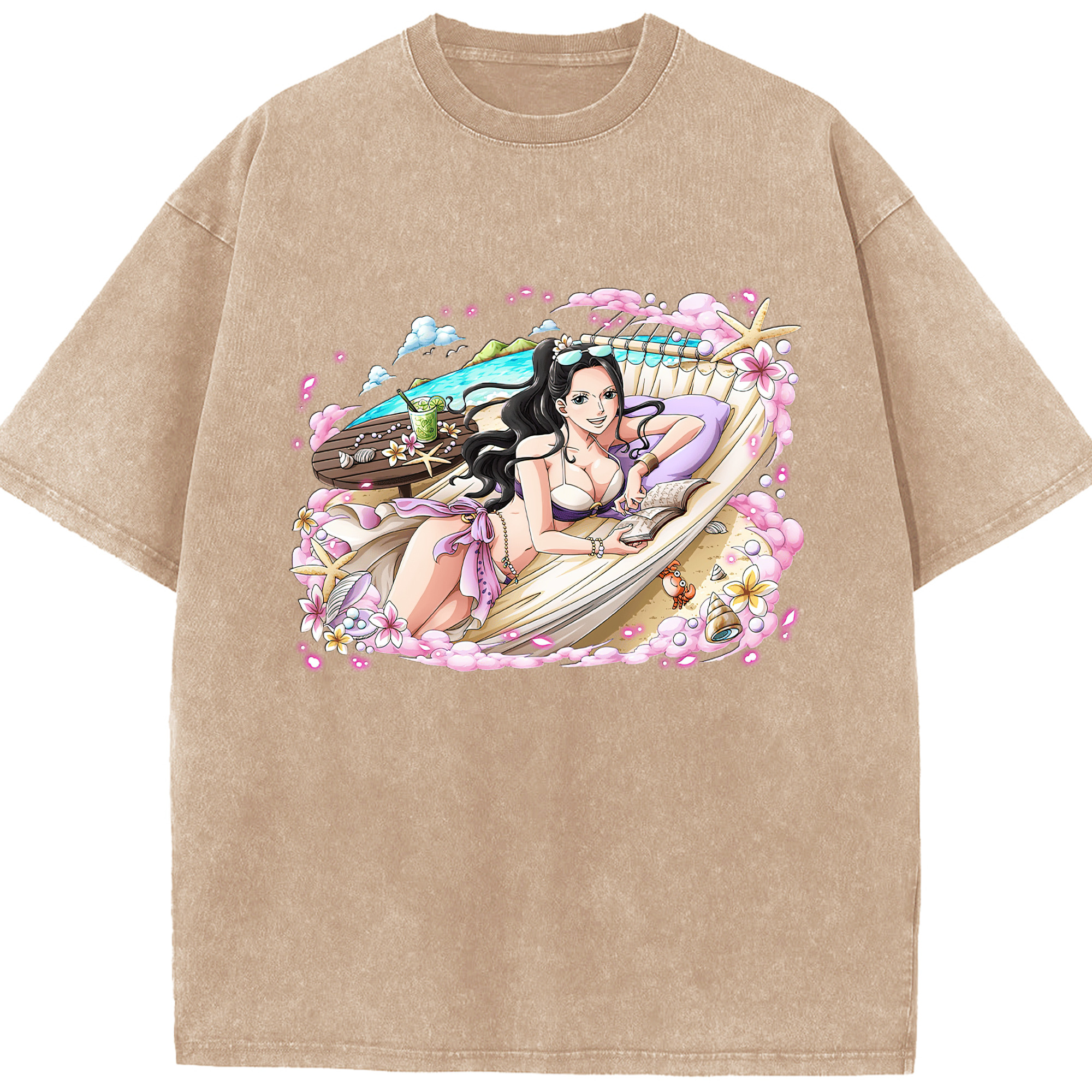 ワンピース ニコ・ロビン ONE PIECE Nico Robin 綿100% ヴィンテージ風 半袖Tシャツ（フロントプリント）