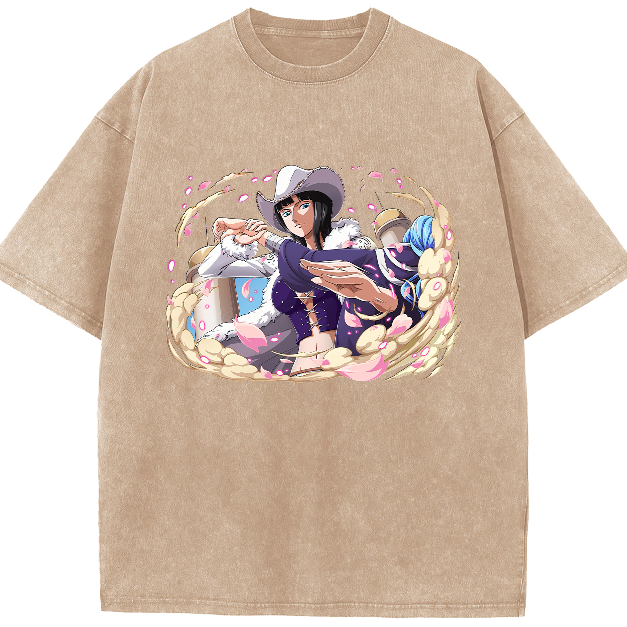 ワンピース ニコ・ロビン ONE PIECE Nico Robin 綿100% ヴィンテージ風 半袖Tシャツ（フロントプリント）