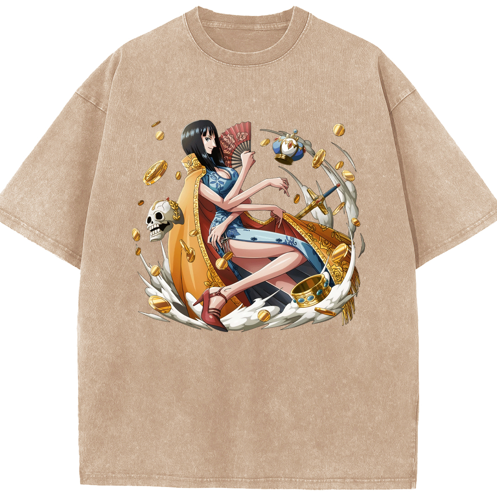 ワンピース ニコ・ロビン ONE PIECE Nico Robin 綿100% ヴィンテージ風 半袖Tシャツ（フロントプリント）