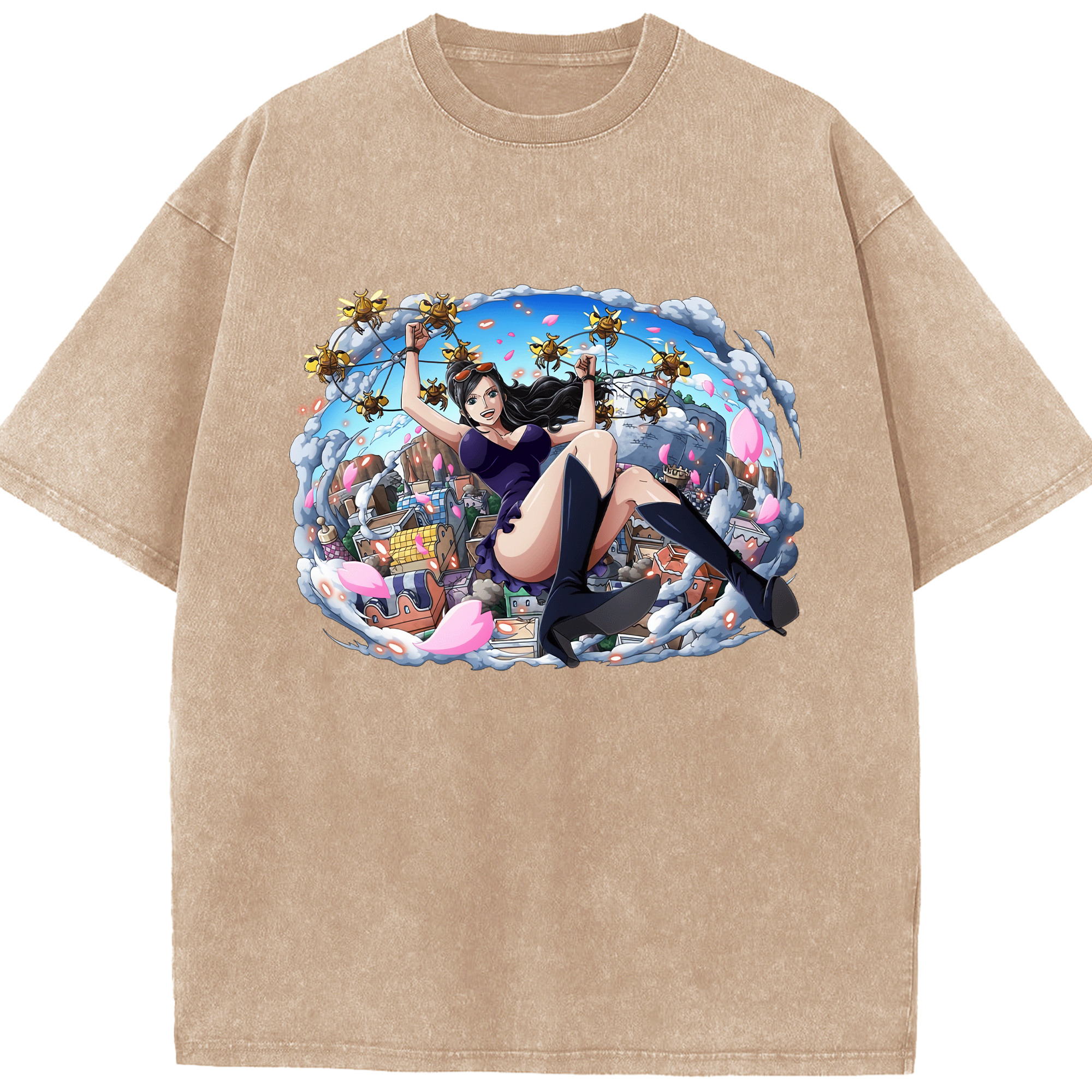 ワンピース ニコ・ロビン ONE PIECE Nico Robin 綿100% ヴィンテージ風 半袖Tシャツ（フロントプリント）
