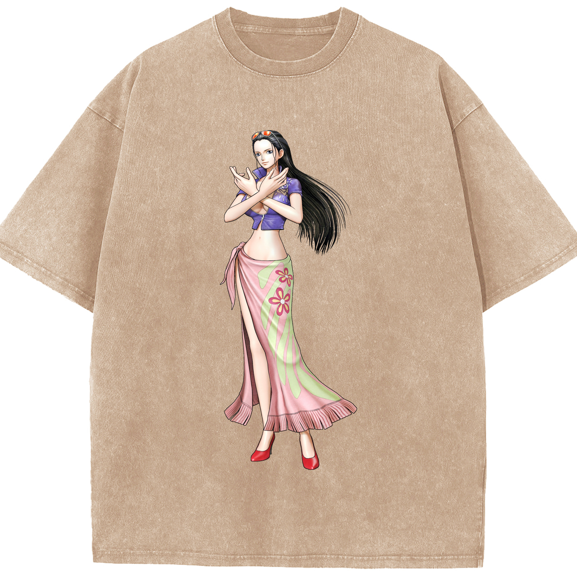 ワンピース ニコ・ロビン ONE PIECE Nico Robin 綿100% ヴィンテージ風 半袖Tシャツ（フロントプリント）