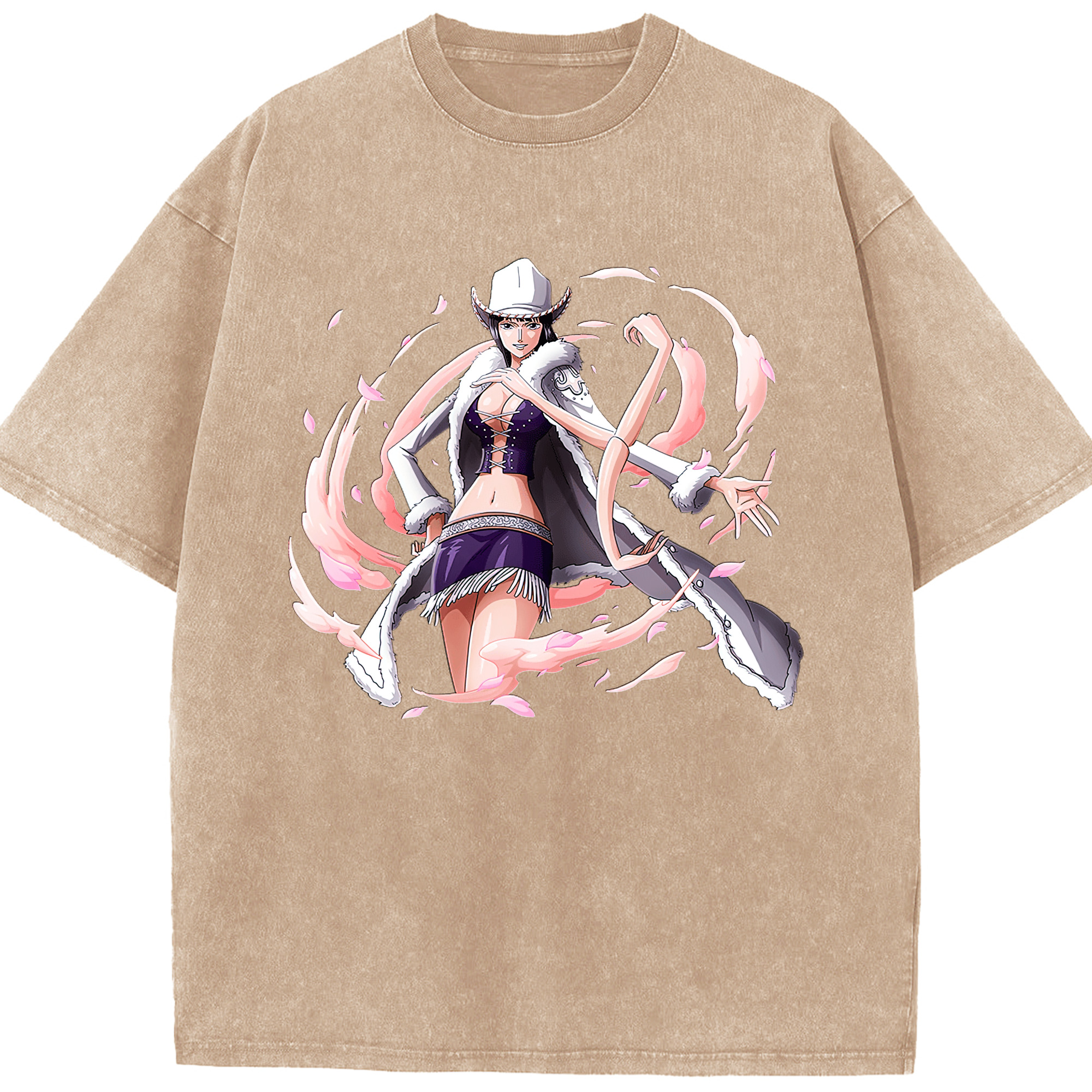 ワンピース ニコ・ロビン ONE PIECE Nico Robin 綿100% ヴィンテージ風 半袖Tシャツ（フロントプリント）
