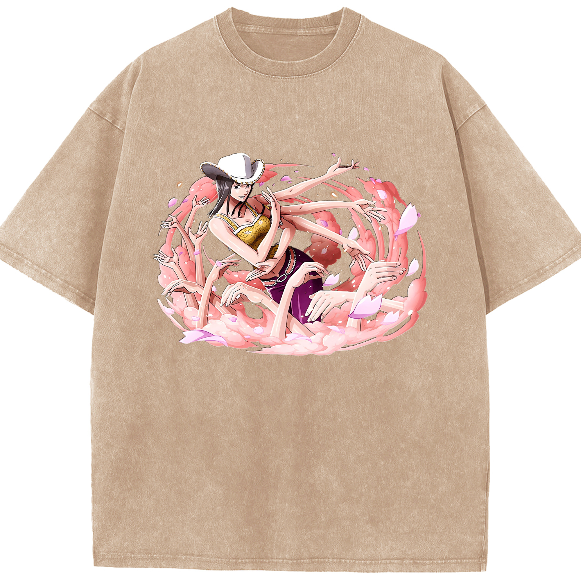 ワンピース ニコ・ロビン ONE PIECE Nico Robin 綿100% ヴィンテージ風 半袖Tシャツ（フロントプリント）