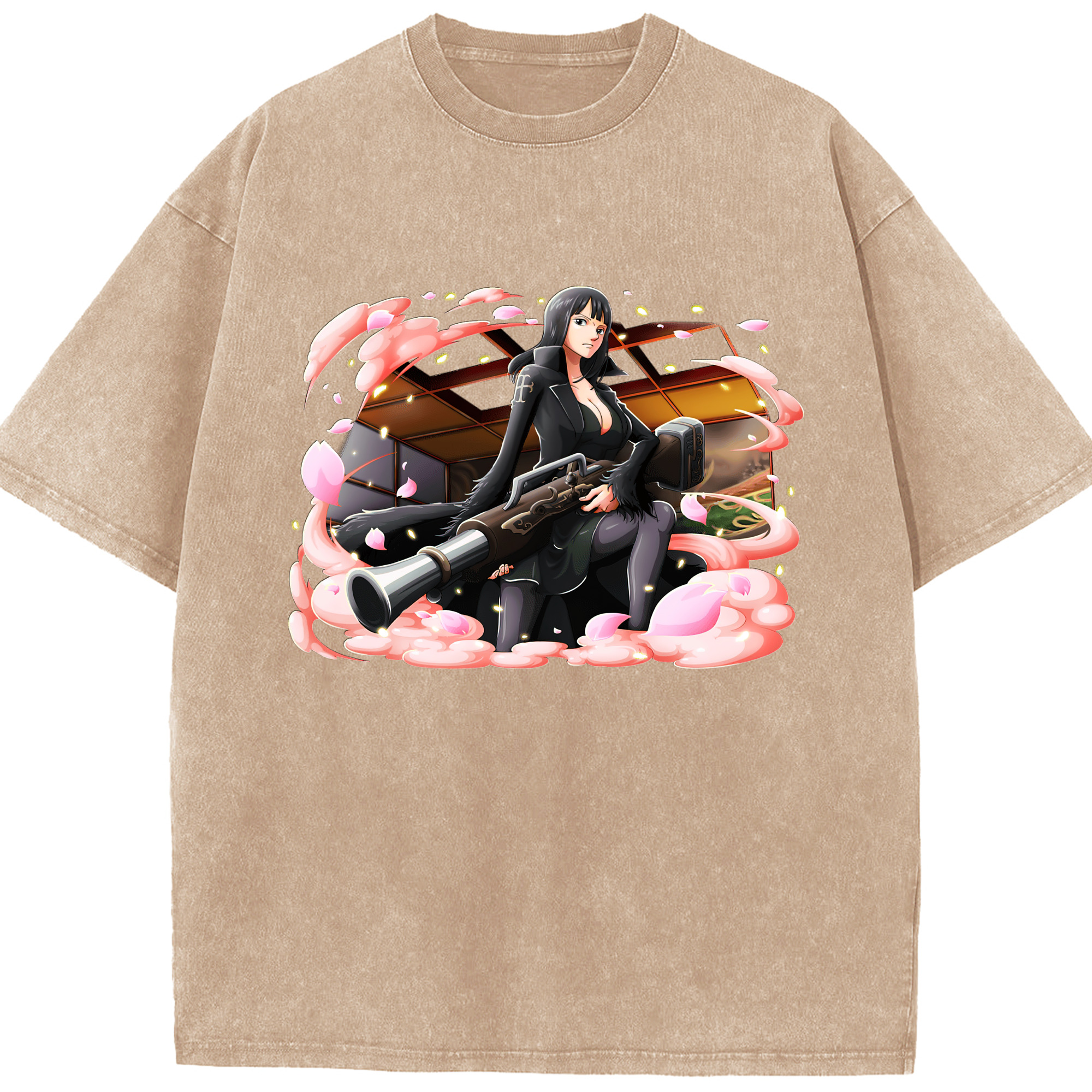ワンピース ニコ・ロビン ONE PIECE Nico Robin 綿100% ヴィンテージ風 半袖Tシャツ（フロントプリント）