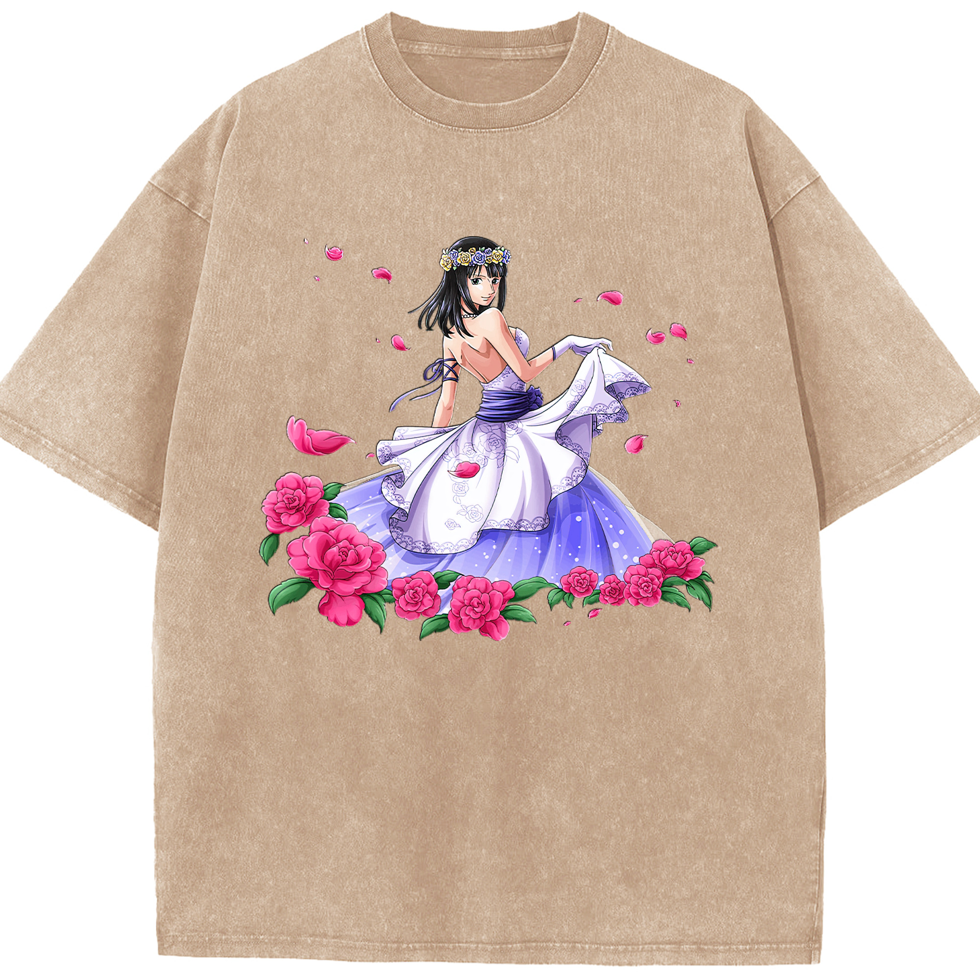 ワンピース ニコ・ロビン ONE PIECE Nico Robin 綿100% ヴィンテージ風 半袖Tシャツ（フロントプリント）