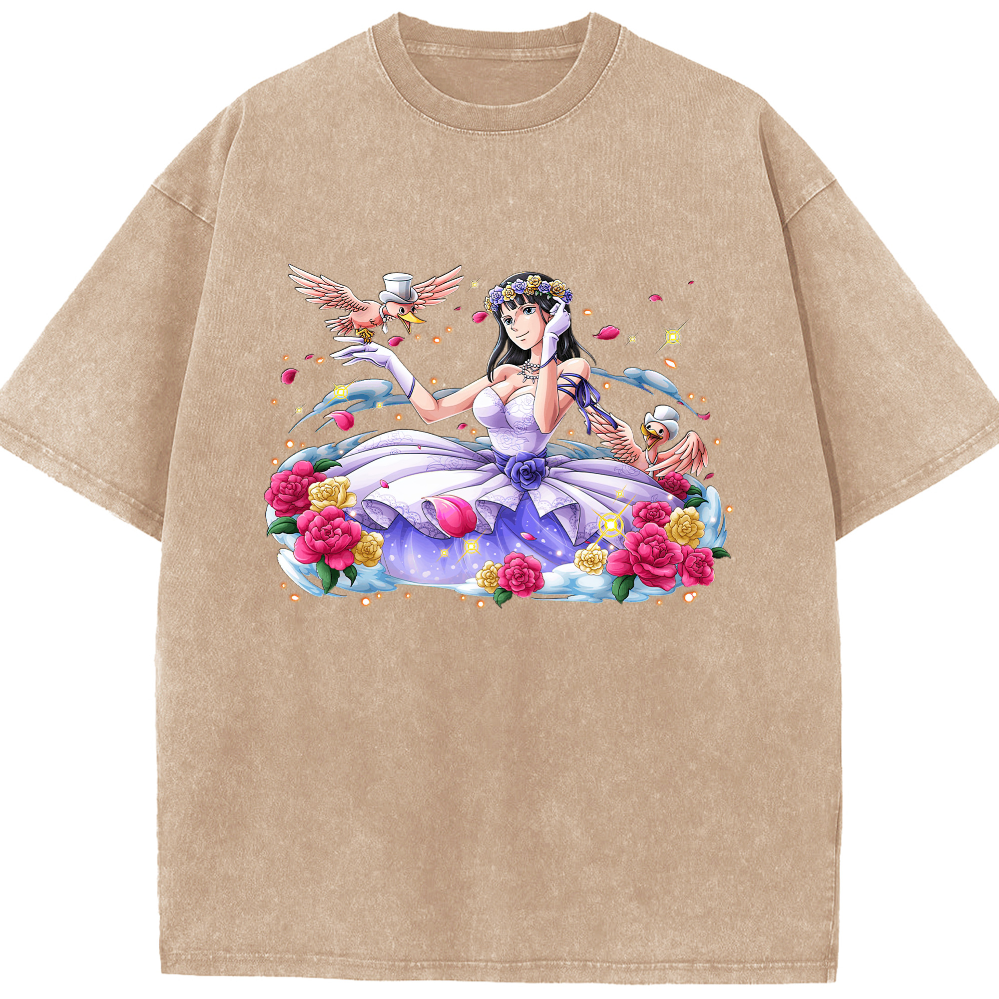ワンピース ニコ・ロビン ONE PIECE Nico Robin 綿100% ヴィンテージ風 半袖Tシャツ（フロントプリント）