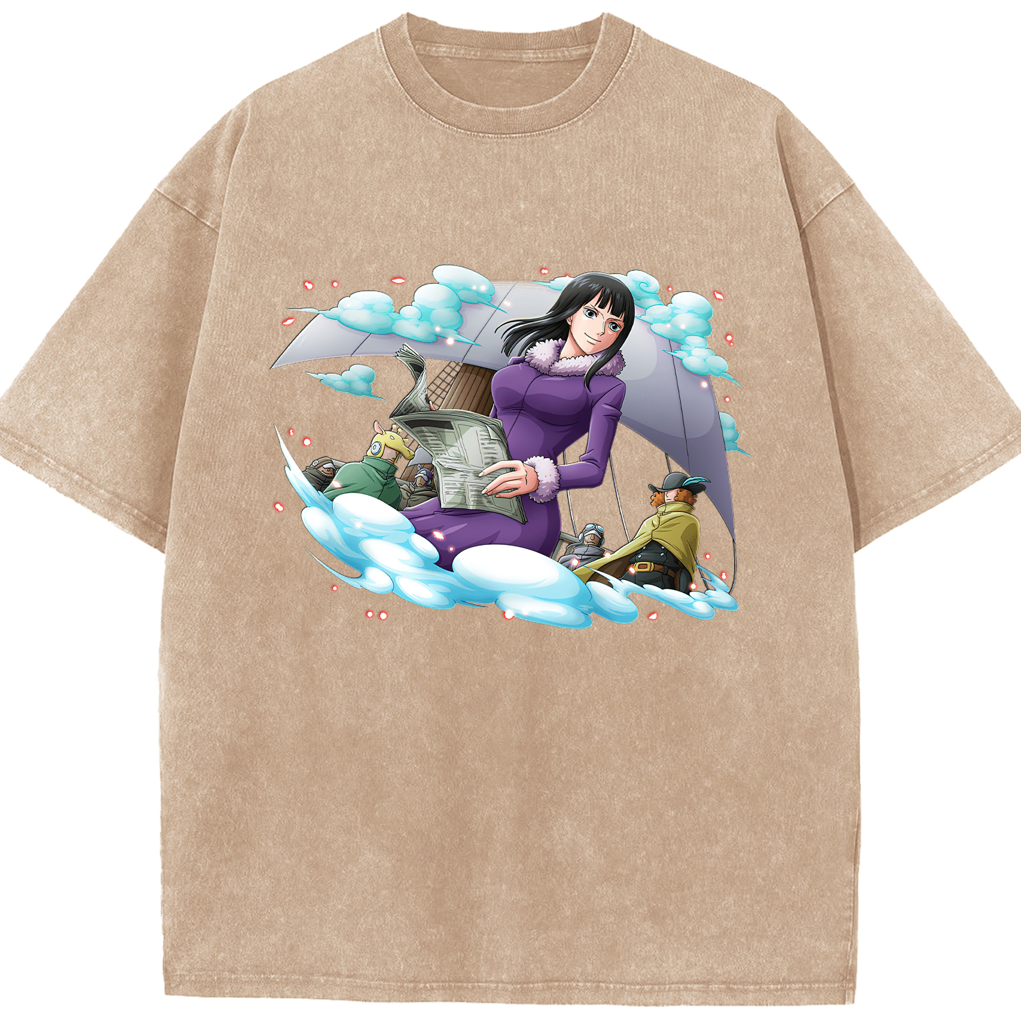 ワンピース ニコ・ロビン ONE PIECE Nico Robin 綿100% ヴィンテージ風 半袖Tシャツ（フロントプリント）