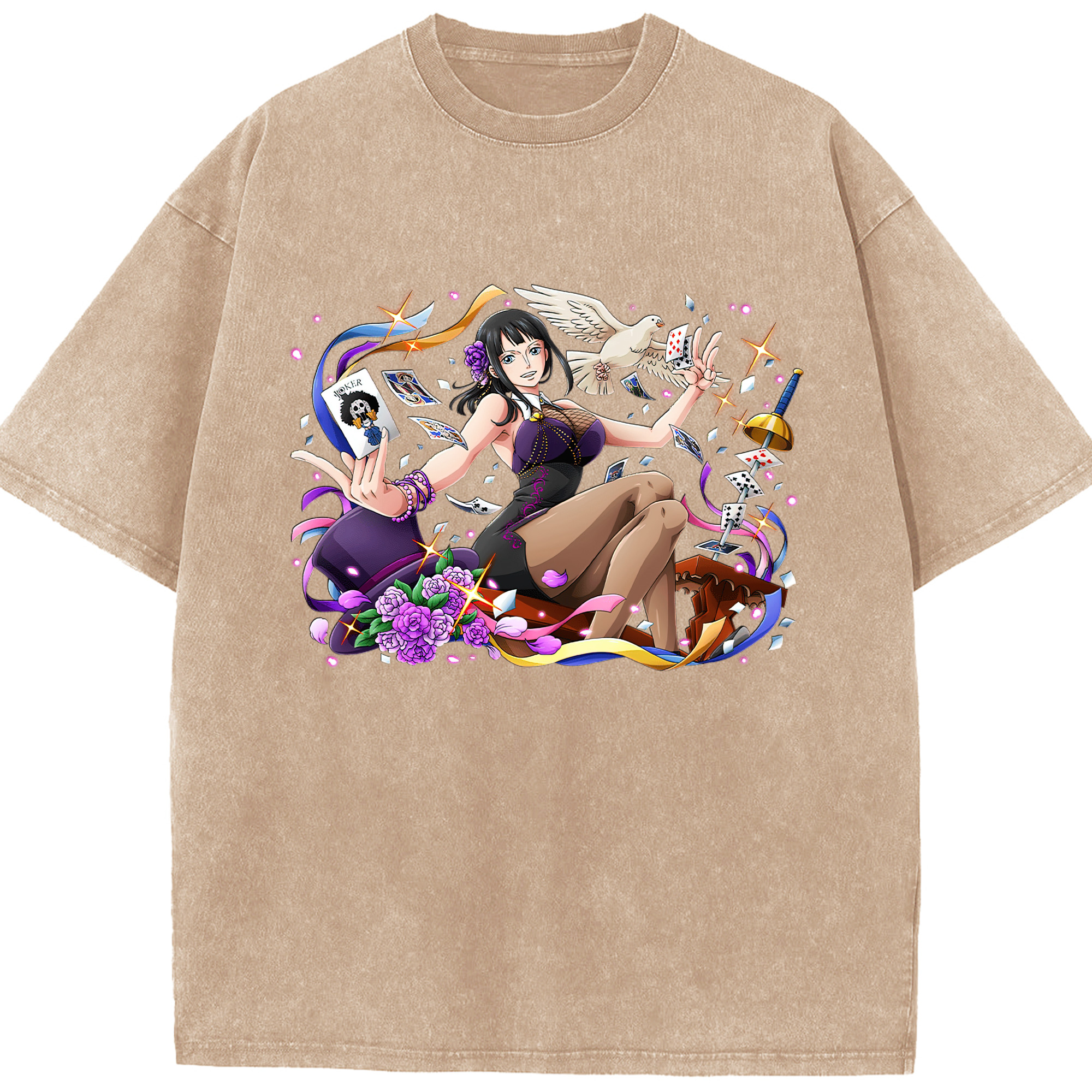ワンピース ニコ・ロビン ONE PIECE Nico Robin 綿100% ヴィンテージ風 半袖Tシャツ（フロントプリント）