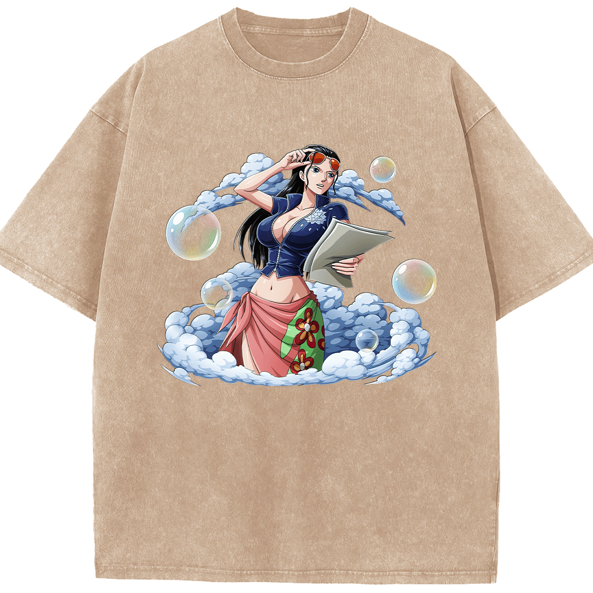 ワンピース ニコ・ロビン ONE PIECE Nico Robin 綿100% ヴィンテージ風 半袖Tシャツ（フロントプリント）