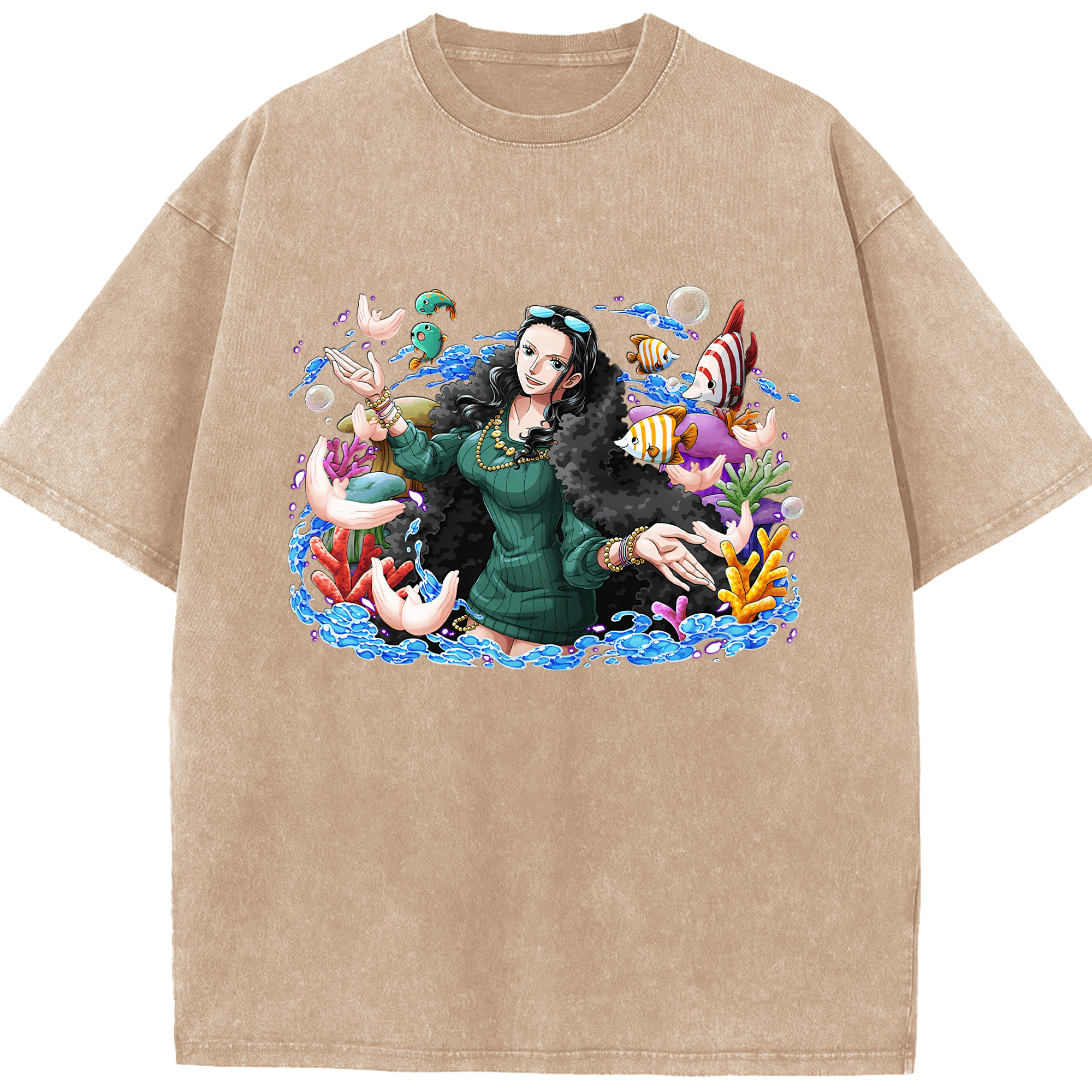 ワンピース ニコ・ロビン ONE PIECE Nico Robin 綿100% ヴィンテージ風 半袖Tシャツ（フロントプリント）