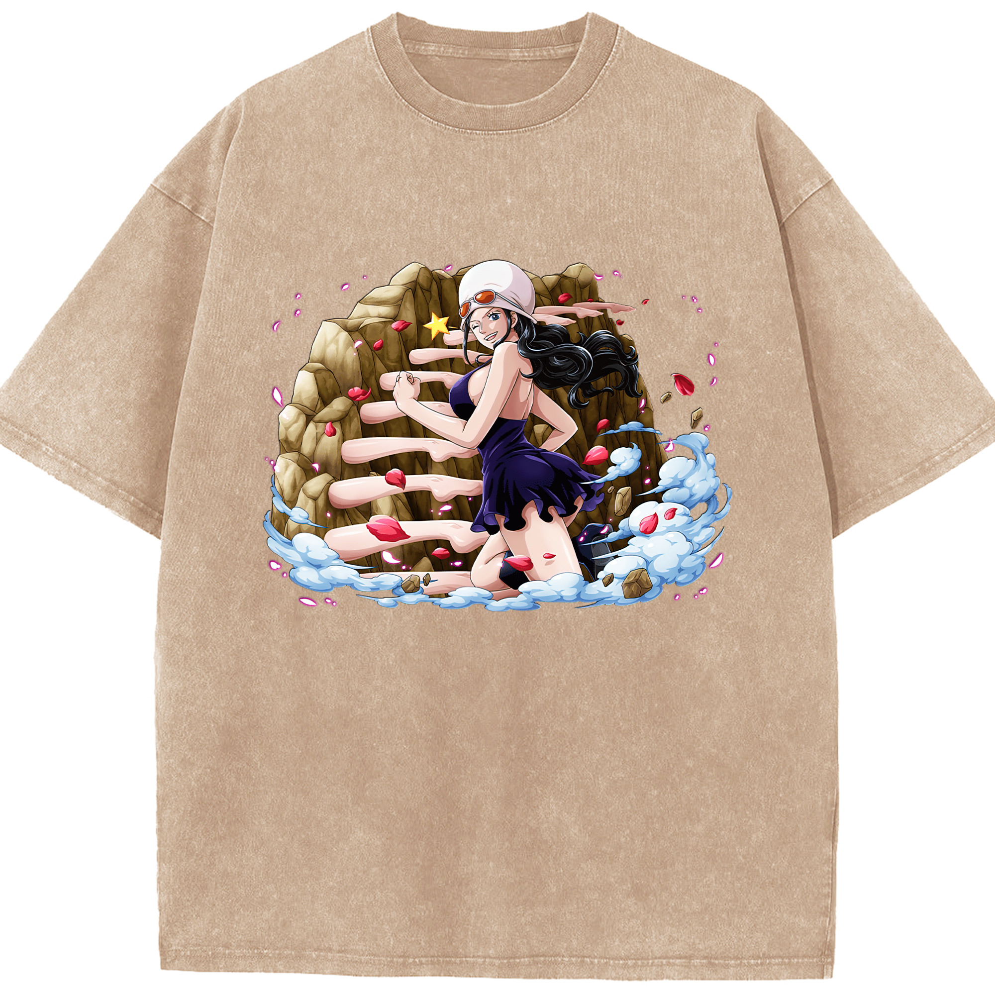 ワンピース ニコ・ロビン ONE PIECE Nico Robin 綿100% ヴィンテージ風 半袖Tシャツ（フロントプリント）