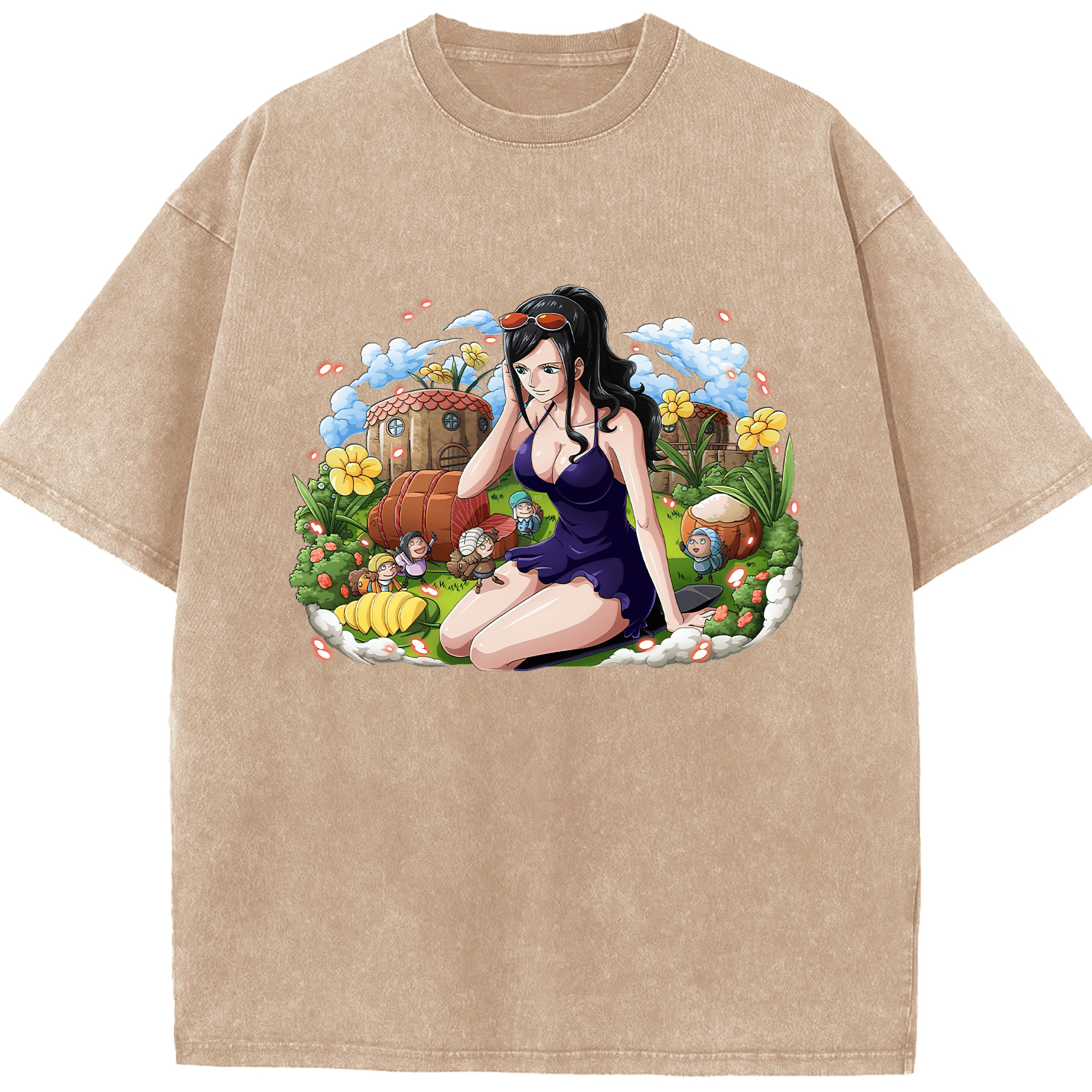 ワンピース ニコ・ロビン ONE PIECE Nico Robin 綿100% ヴィンテージ風 半袖Tシャツ（フロントプリント）