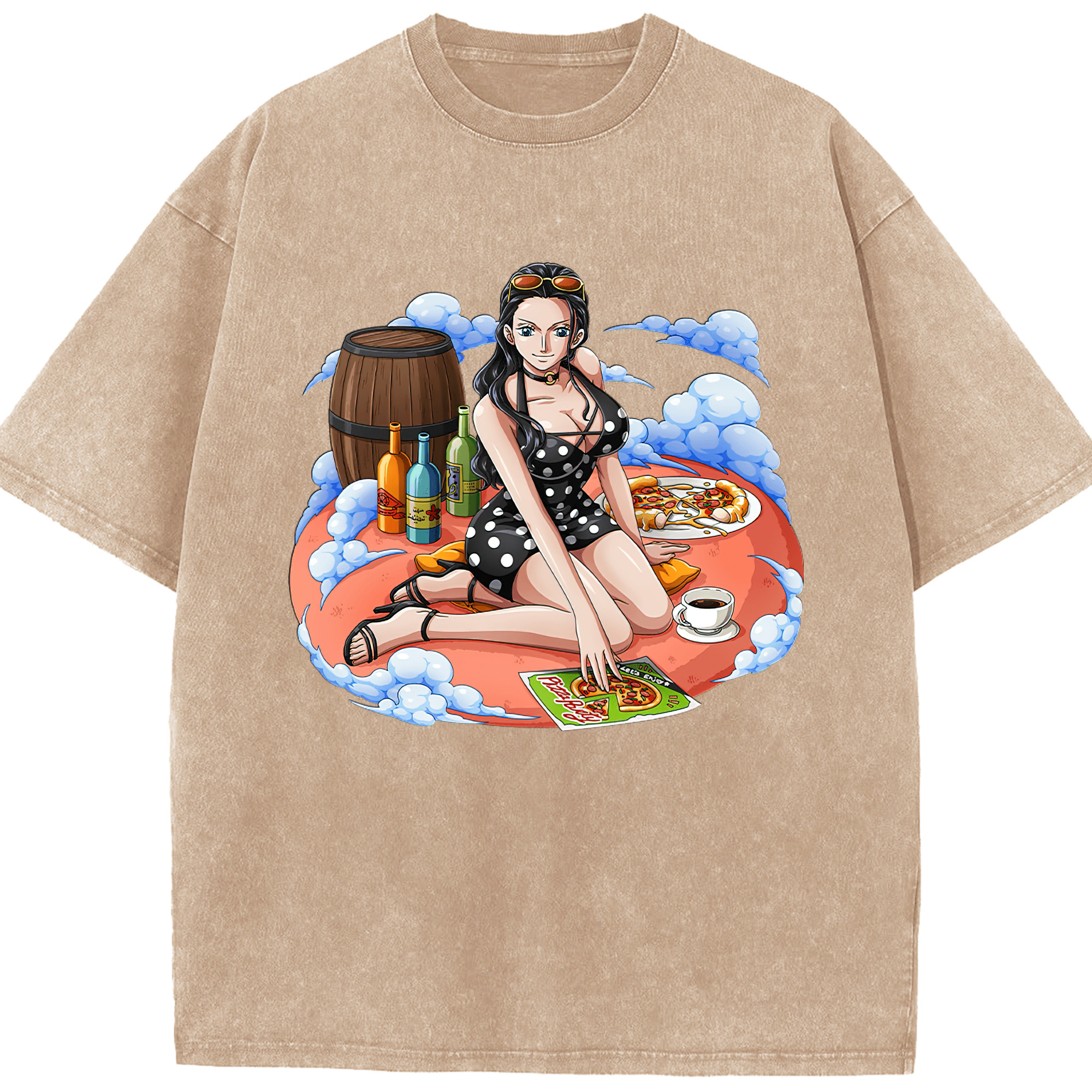 ワンピース ニコ・ロビン ONE PIECE Nico Robin 綿100% ヴィンテージ風 半袖Tシャツ（フロントプリント）