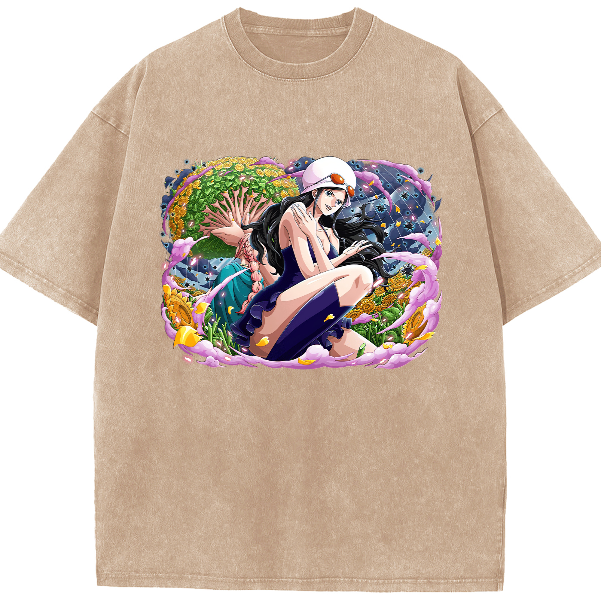 ワンピース ニコ・ロビン ONE PIECE Nico Robin 綿100% ヴィンテージ風 半袖Tシャツ（フロントプリント）