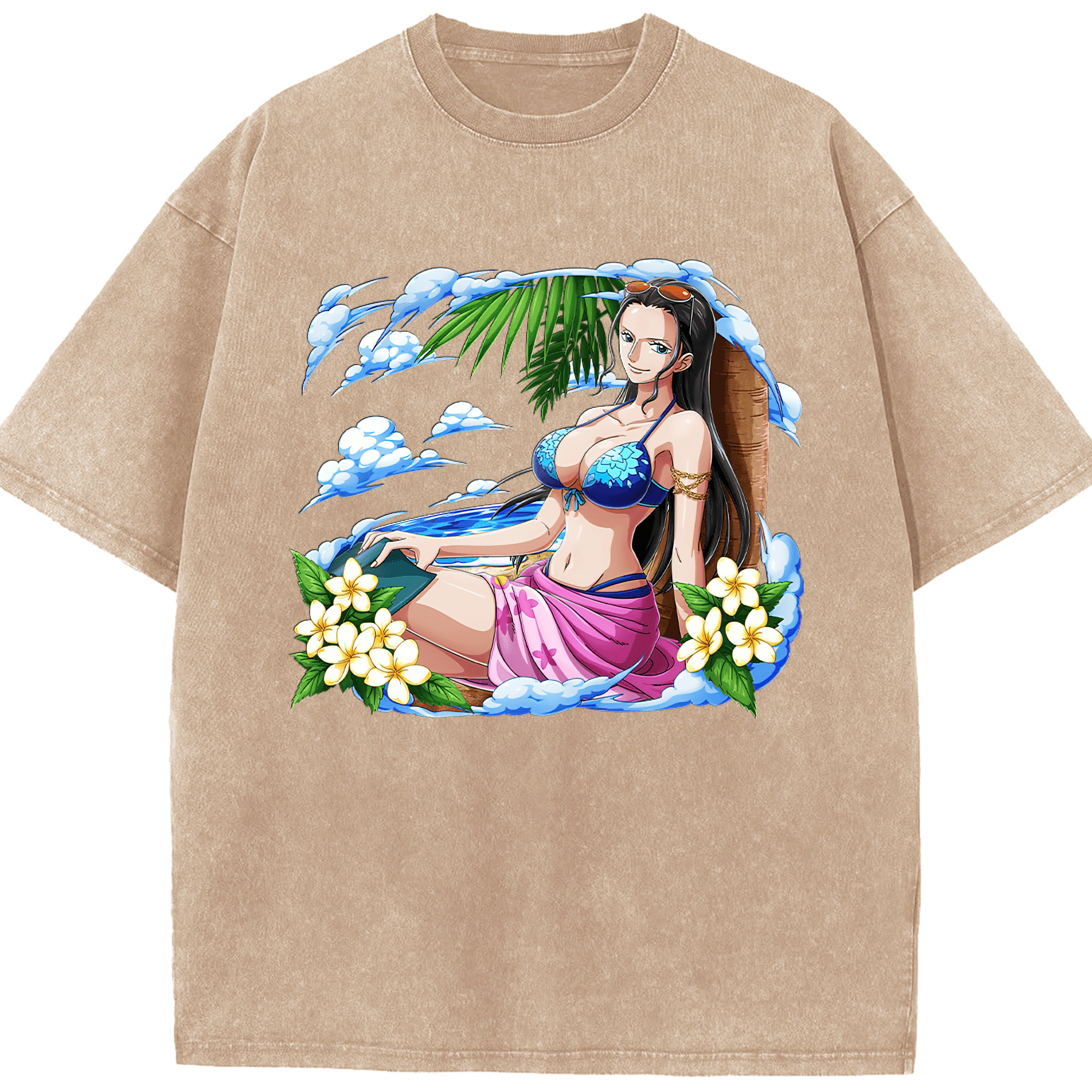 ワンピース ニコ・ロビン ONE PIECE Nico Robin 綿100% ヴィンテージ風 半袖Tシャツ（フロントプリント）