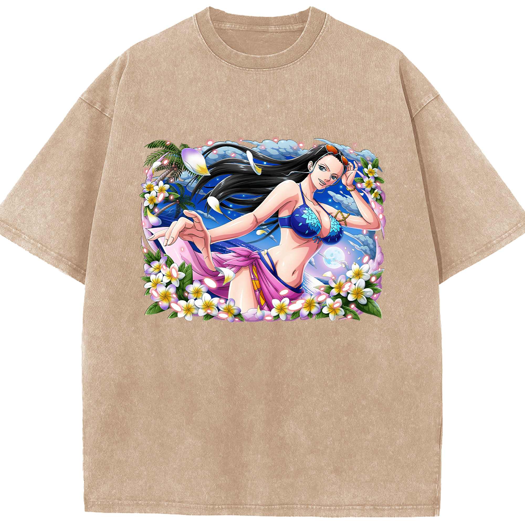 ワンピース ニコ・ロビン ONE PIECE Nico Robin 綿100% ヴィンテージ風 半袖Tシャツ（フロントプリント）
