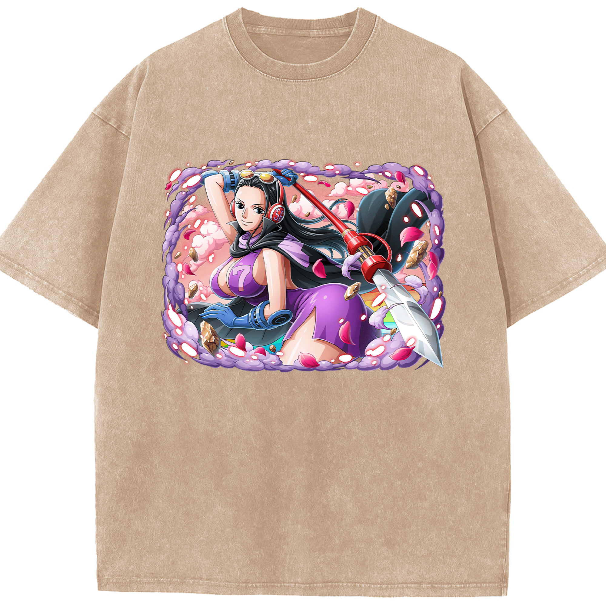 ワンピース ニコ・ロビン ONE PIECE Nico Robin 綿100% ヴィンテージ風 半袖Tシャツ（フロントプリント）