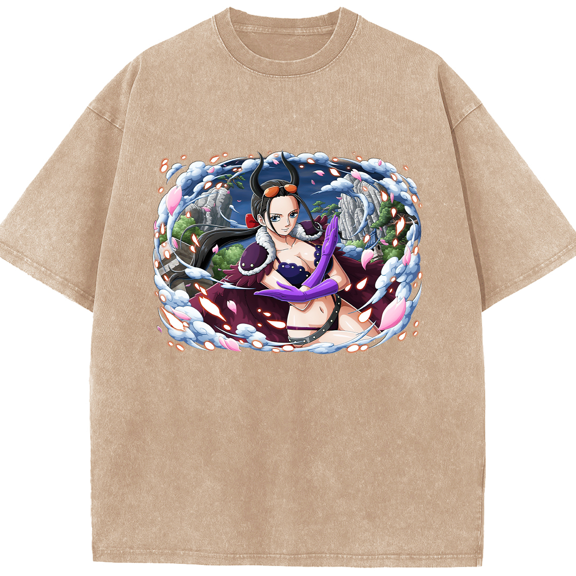 ワンピース ニコ・ロビン ONE PIECE Nico Robin 綿100% ヴィンテージ風 半袖Tシャツ（フロントプリント）