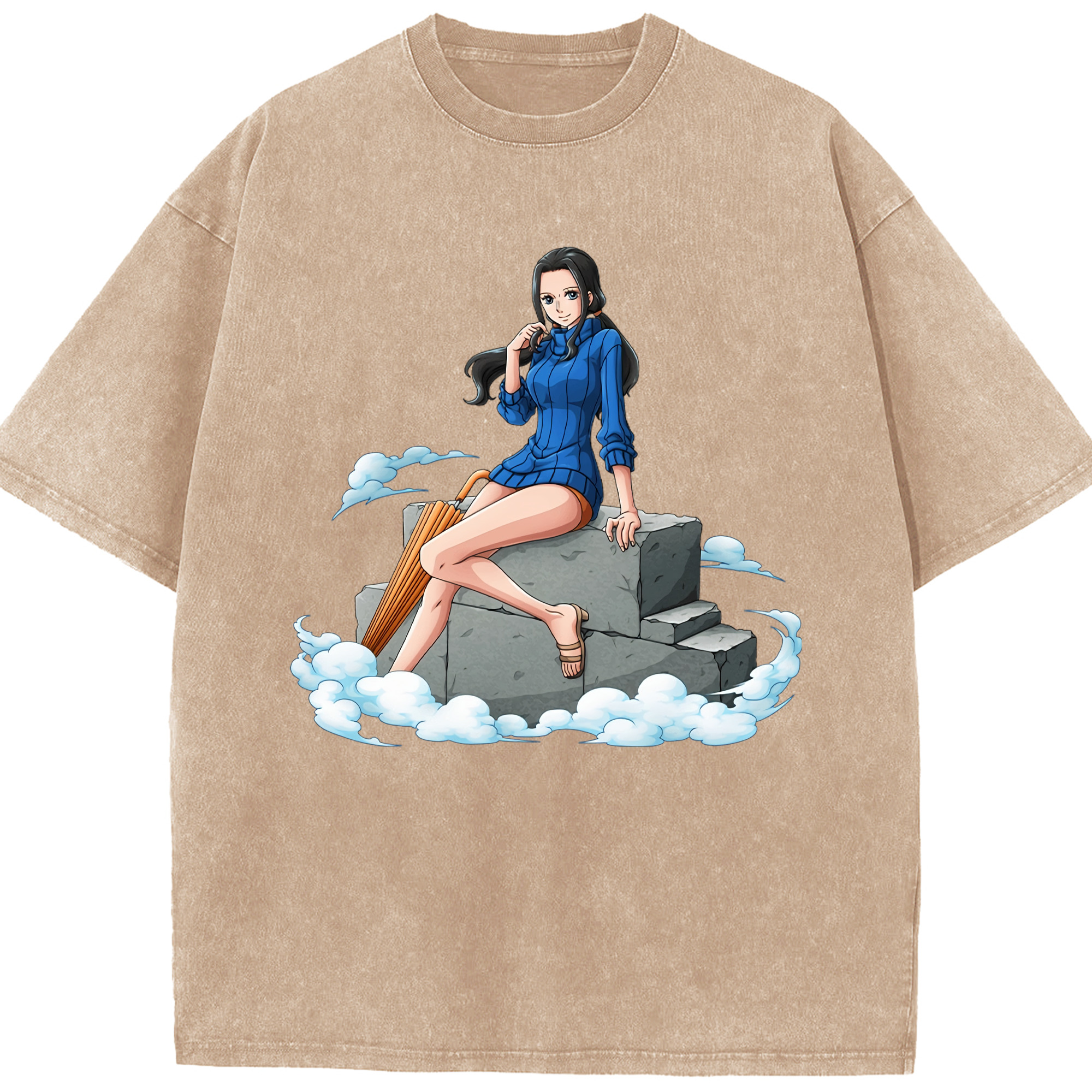ワンピース ニコ・ロビン ONE PIECE Nico Robin 綿100% ヴィンテージ風 半袖Tシャツ（フロントプリント）