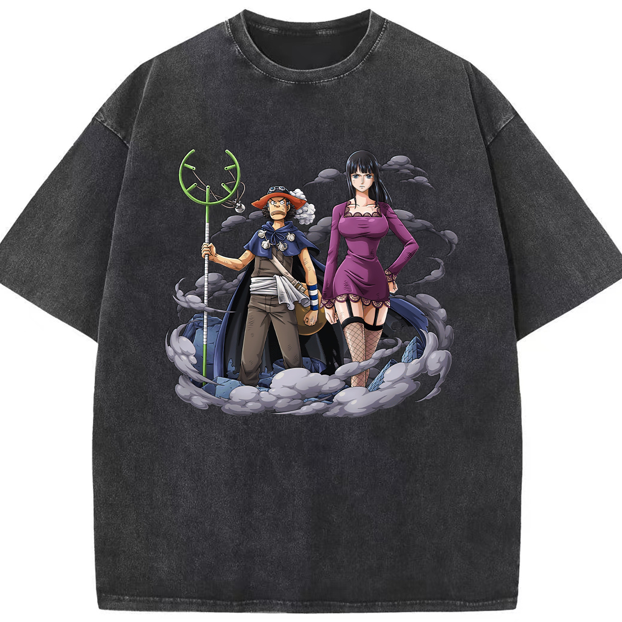 ワンピース ニコ・ロビン ONE PIECE Nico Robin 綿100% ヴィンテージ風 半袖Tシャツ（フロントプリント）
