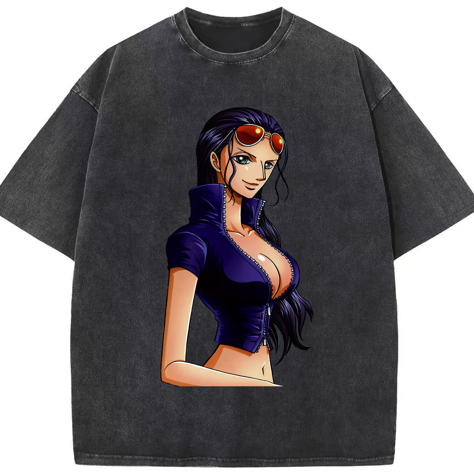 ワンピース ニコ・ロビン ONE PIECE Nico Robin 綿100% ヴィンテージ風 半袖Tシャツ（フロントプリント）