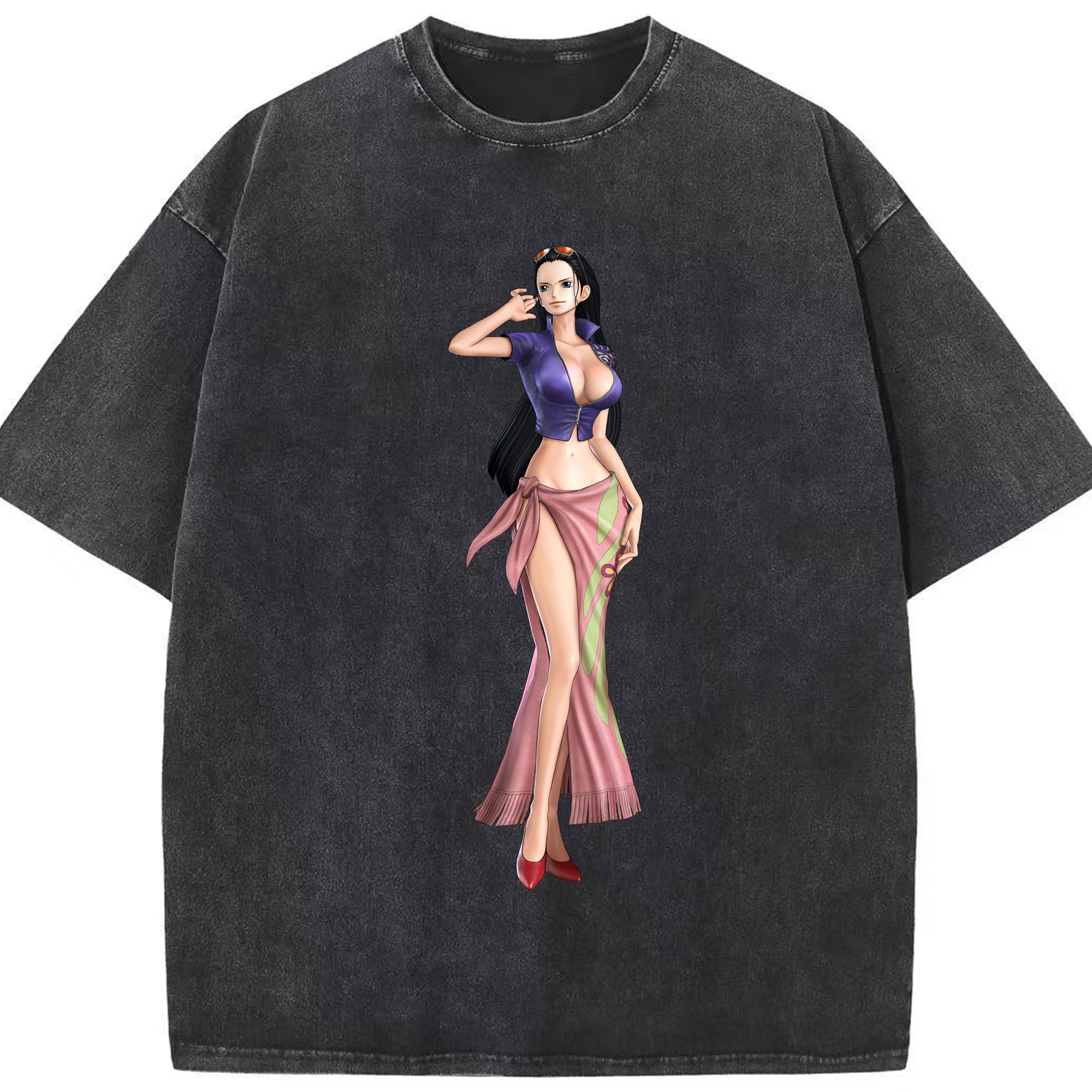 ワンピース ニコ・ロビン ONE PIECE Nico Robin 綿100% ヴィンテージ風 半袖Tシャツ（フロントプリント）
