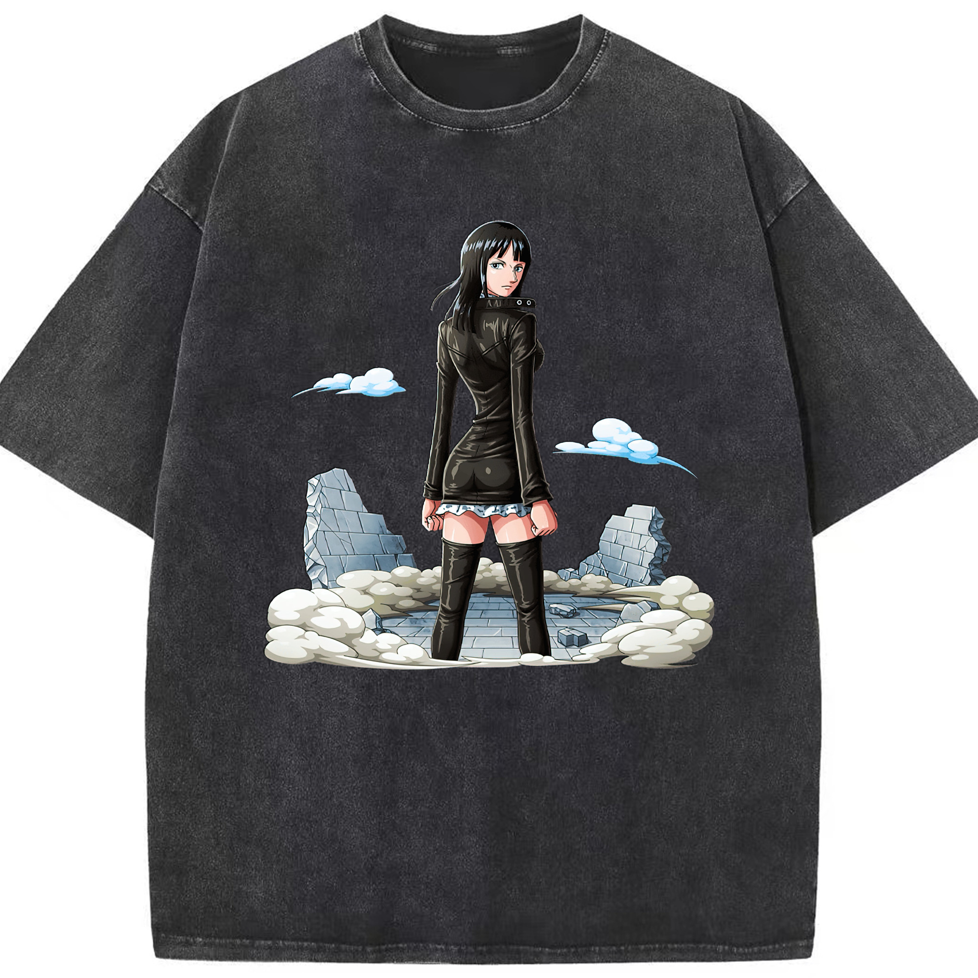 ワンピース ニコ・ロビン ONE PIECE Nico Robin 綿100% ヴィンテージ風 半袖Tシャツ（フロントプリント）