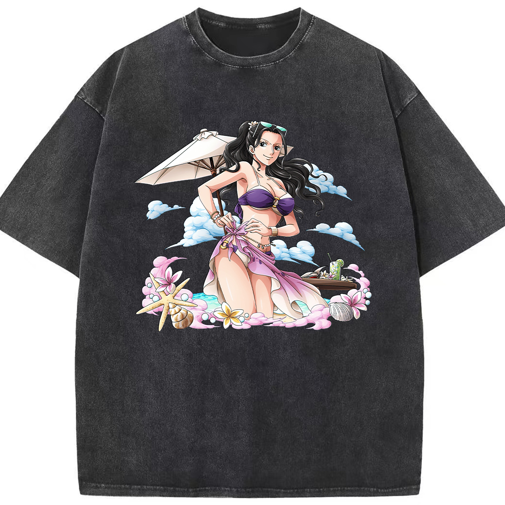 ワンピース ニコ・ロビン ONE PIECE Nico Robin 綿100% ヴィンテージ風 半袖Tシャツ（フロントプリント）