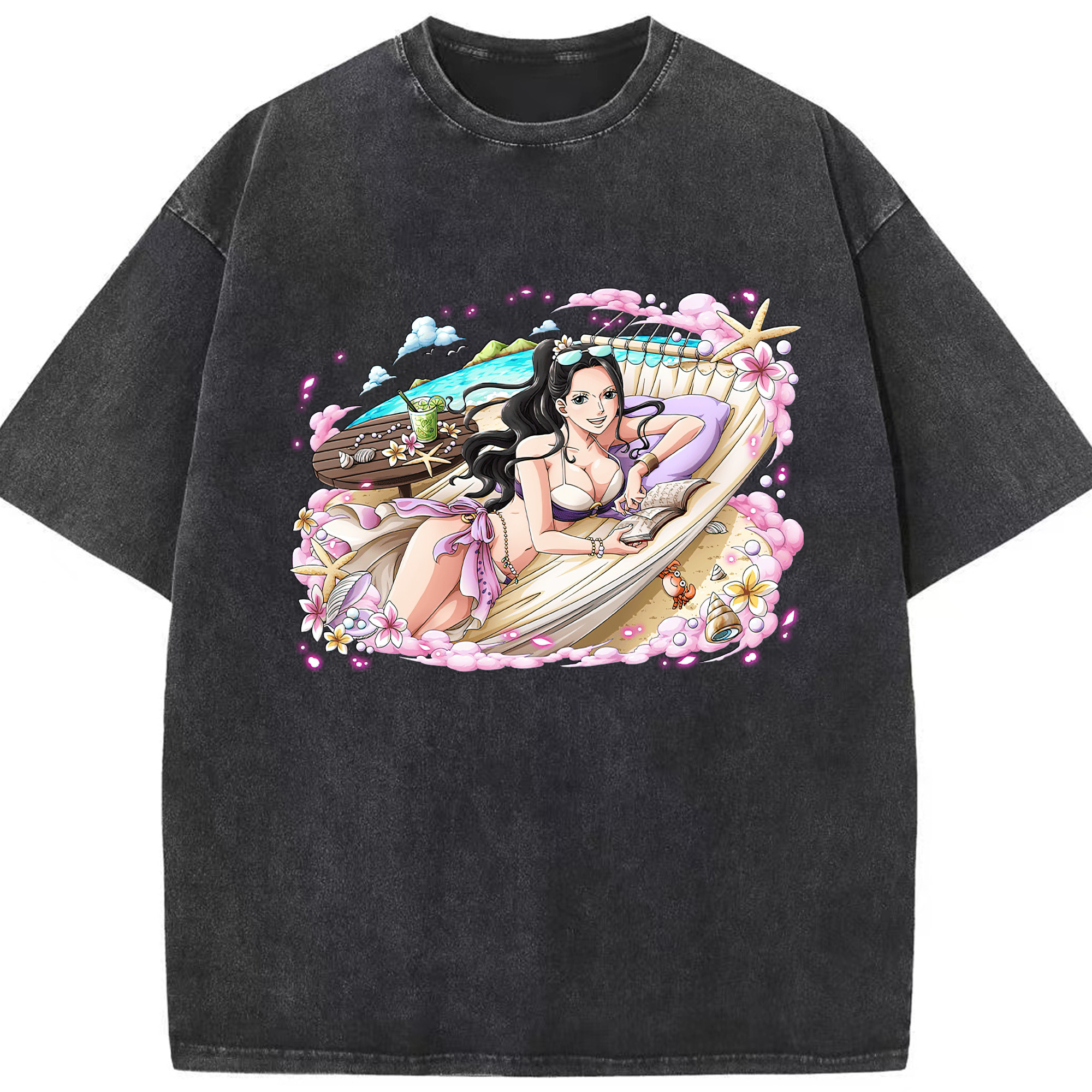 ワンピース ニコ・ロビン ONE PIECE Nico Robin 綿100% ヴィンテージ風 半袖Tシャツ（フロントプリント）